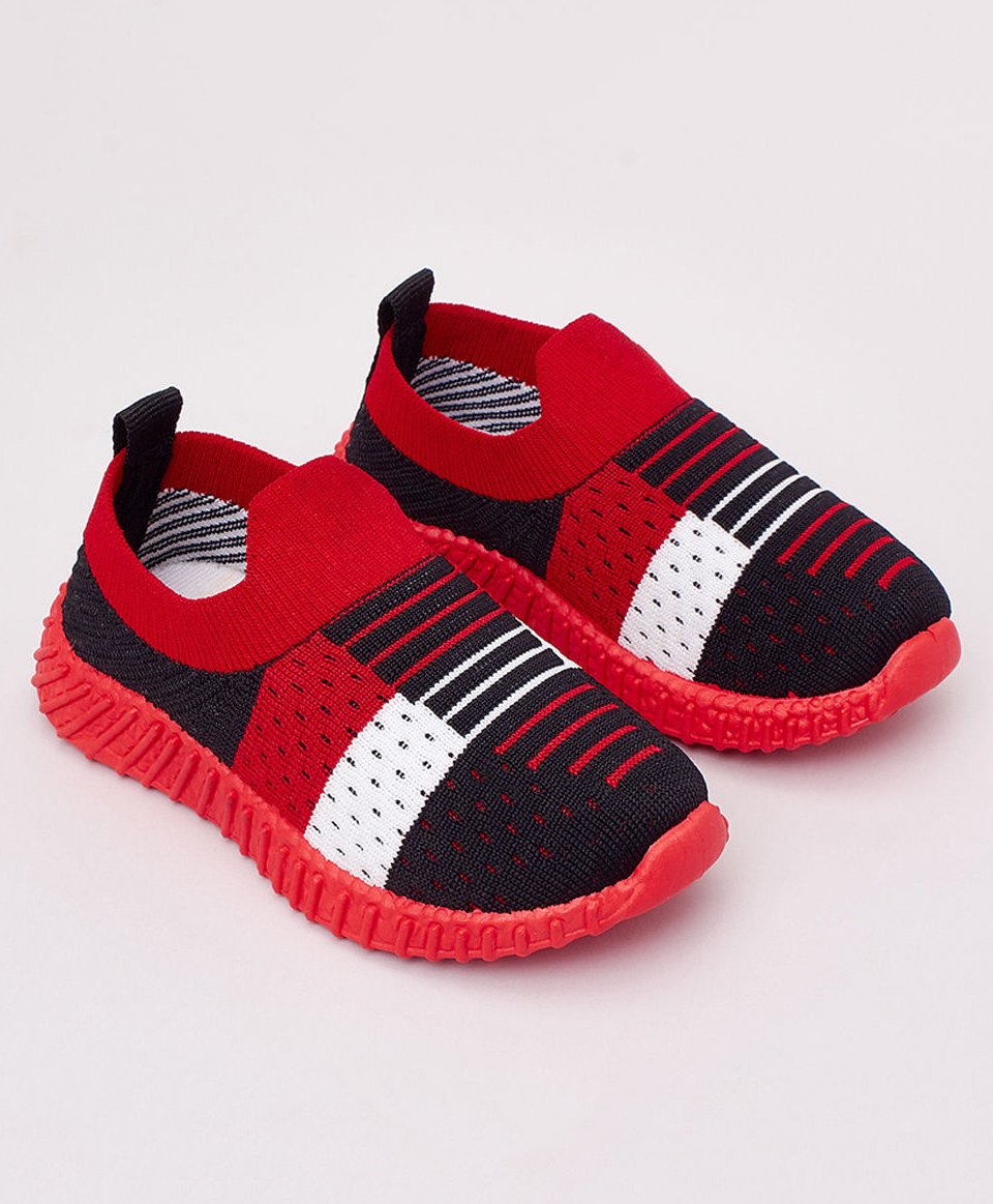 Priaansha KidsUnisex Mesh DesignedStripe Printed Slip Ons Shoes - Red-image-28