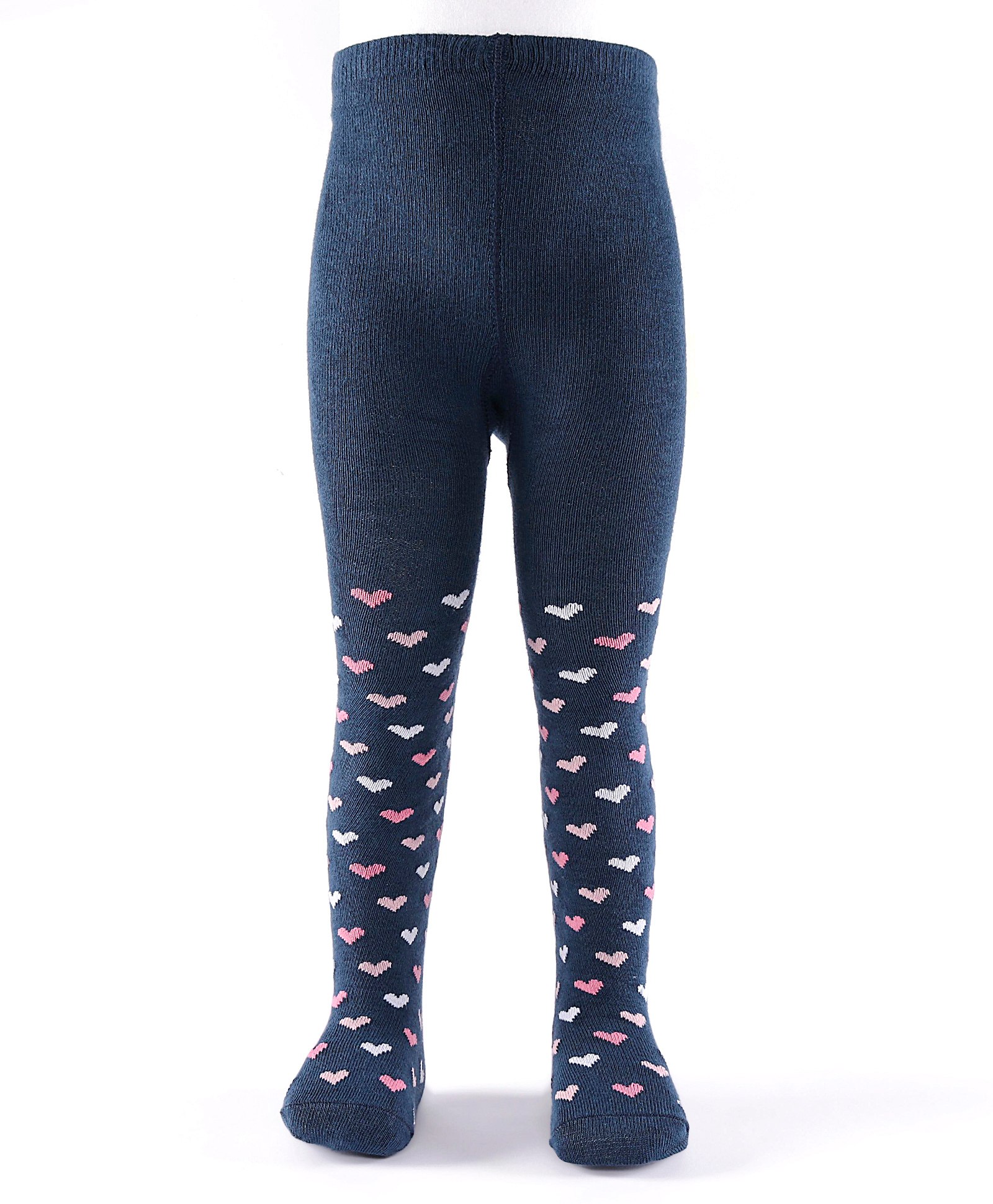 Cute Walk by Babyhug Non Terry Footed Anti Bacterial Heart Design Tights  - Navy Blue-picture-29