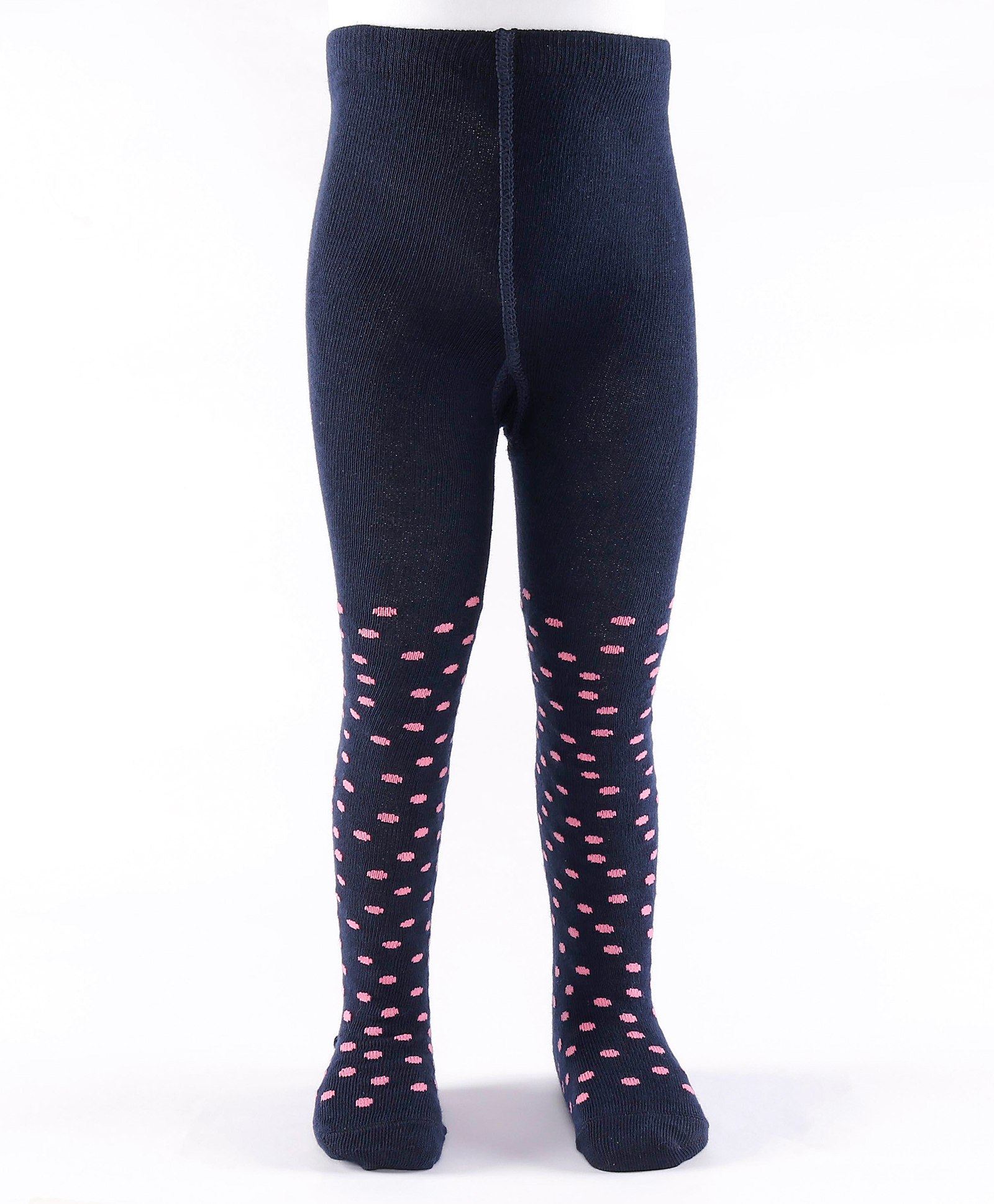 Cute Walk by Babyhug Non Terry Footed Anti Bacterial Polka Dot Design Tights  - Navy Blue-picture-31