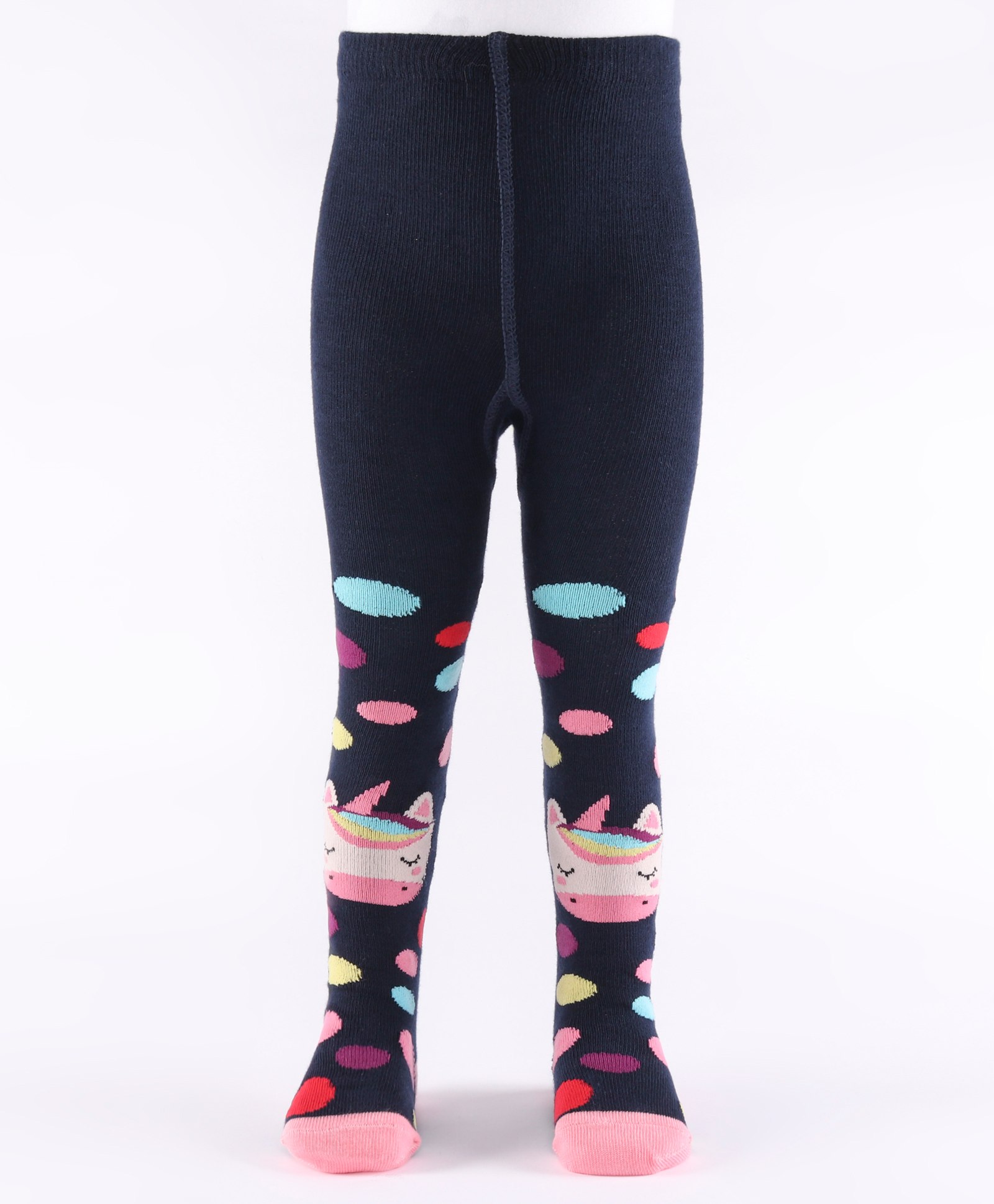Cute Walk by Babyhug Non Terry Footed Anti Bacterial Unicorn Design Tights  - Navy Blue-picture-30