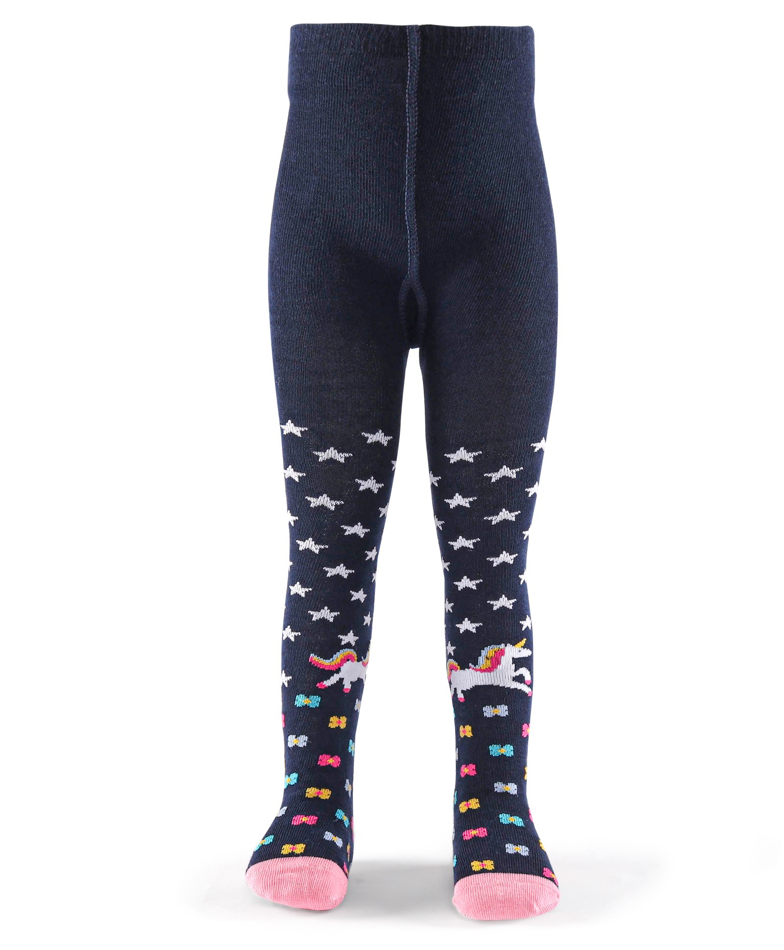 cute walk by babyhug Cutewalk by Babyhug Non Terry Footed Anti Bacterial Unicorn & Star Design Tights  - Navy Blue-picture-16