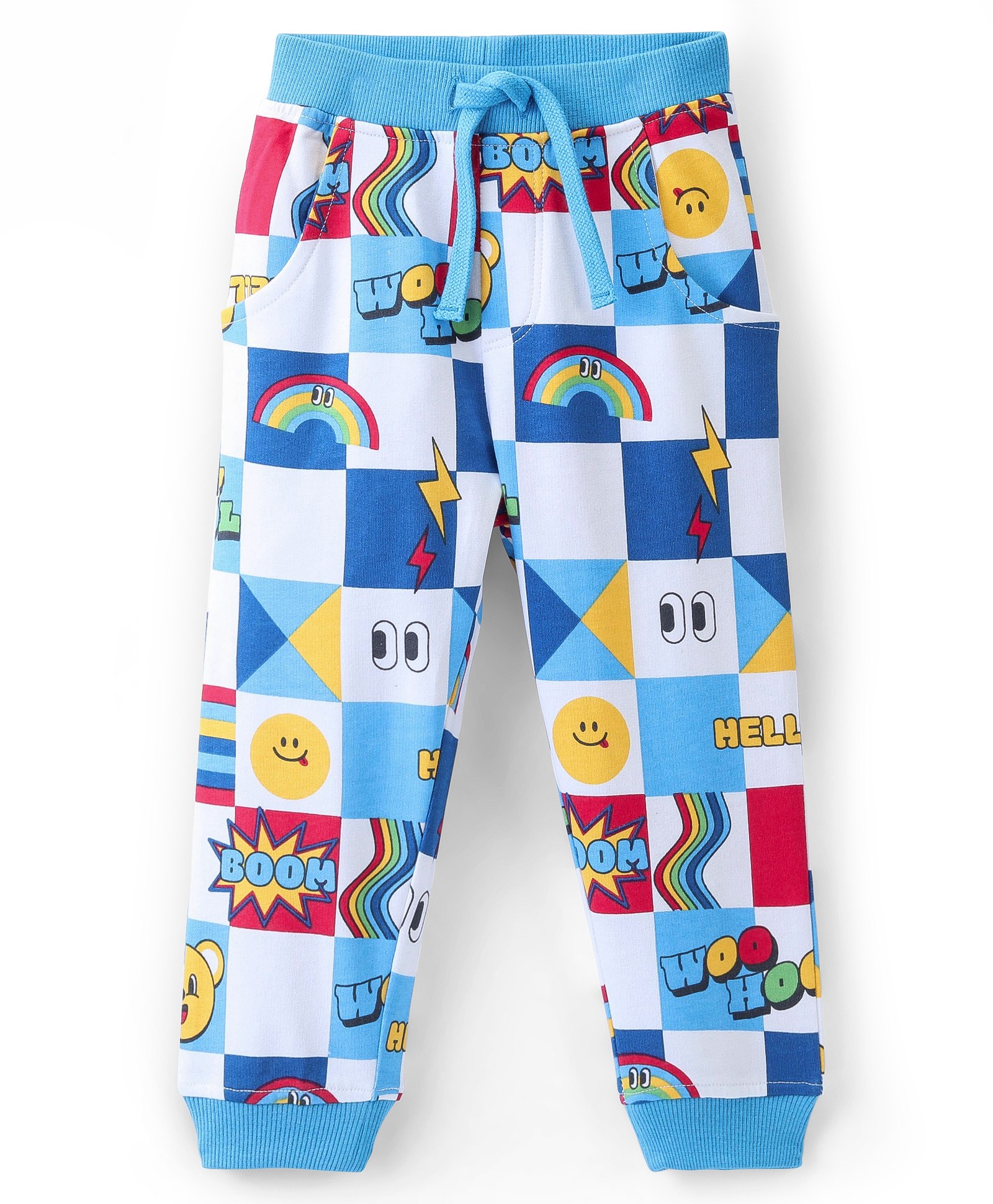 Babyhug Cotton Looper Knit Full Length Lounge Pant Rainbow Print - White-picture-19