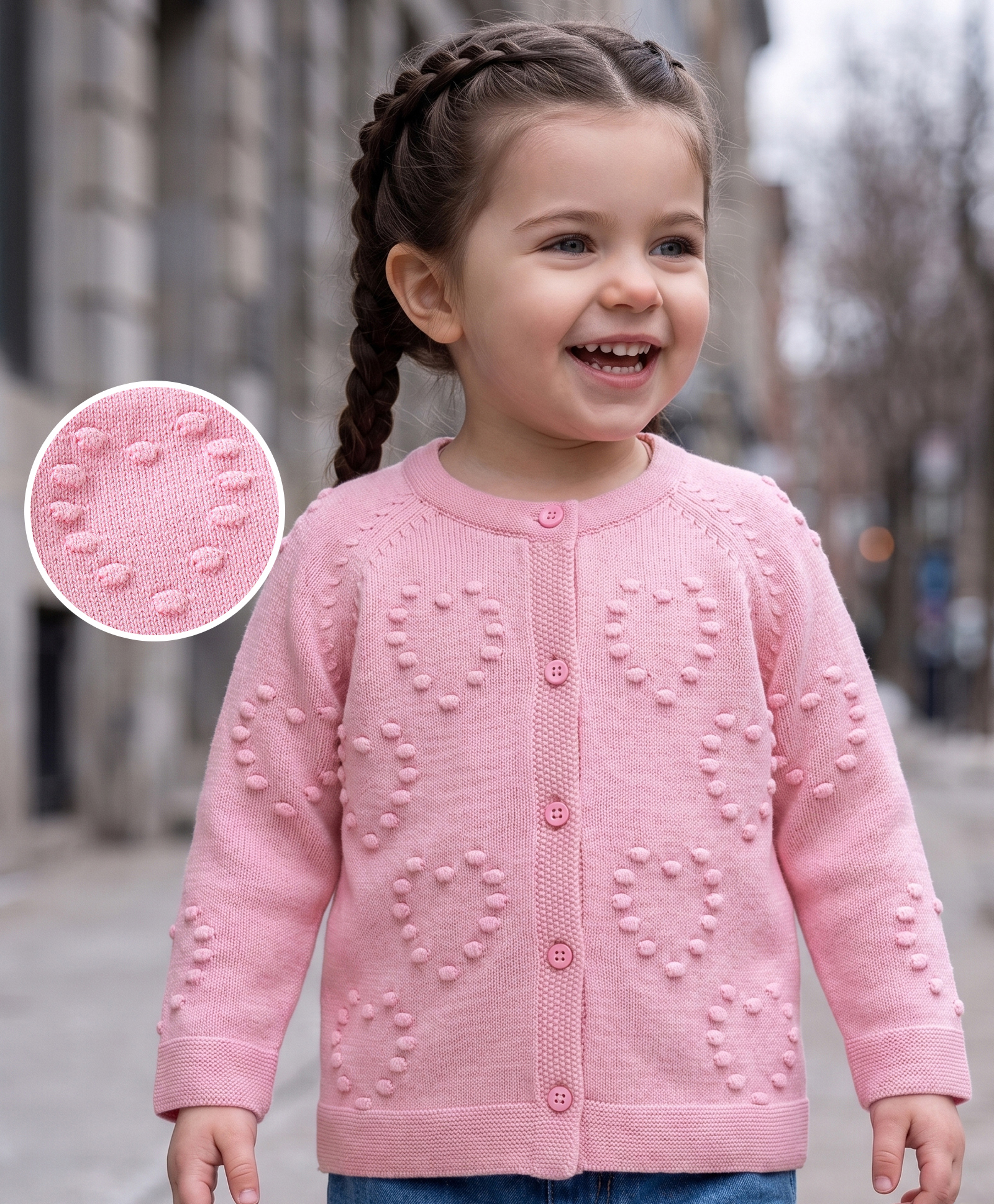 Babyoye 100% Cotton Eco Conscious Full Sleeves Sweater Hearts Design- Pink-image-40
