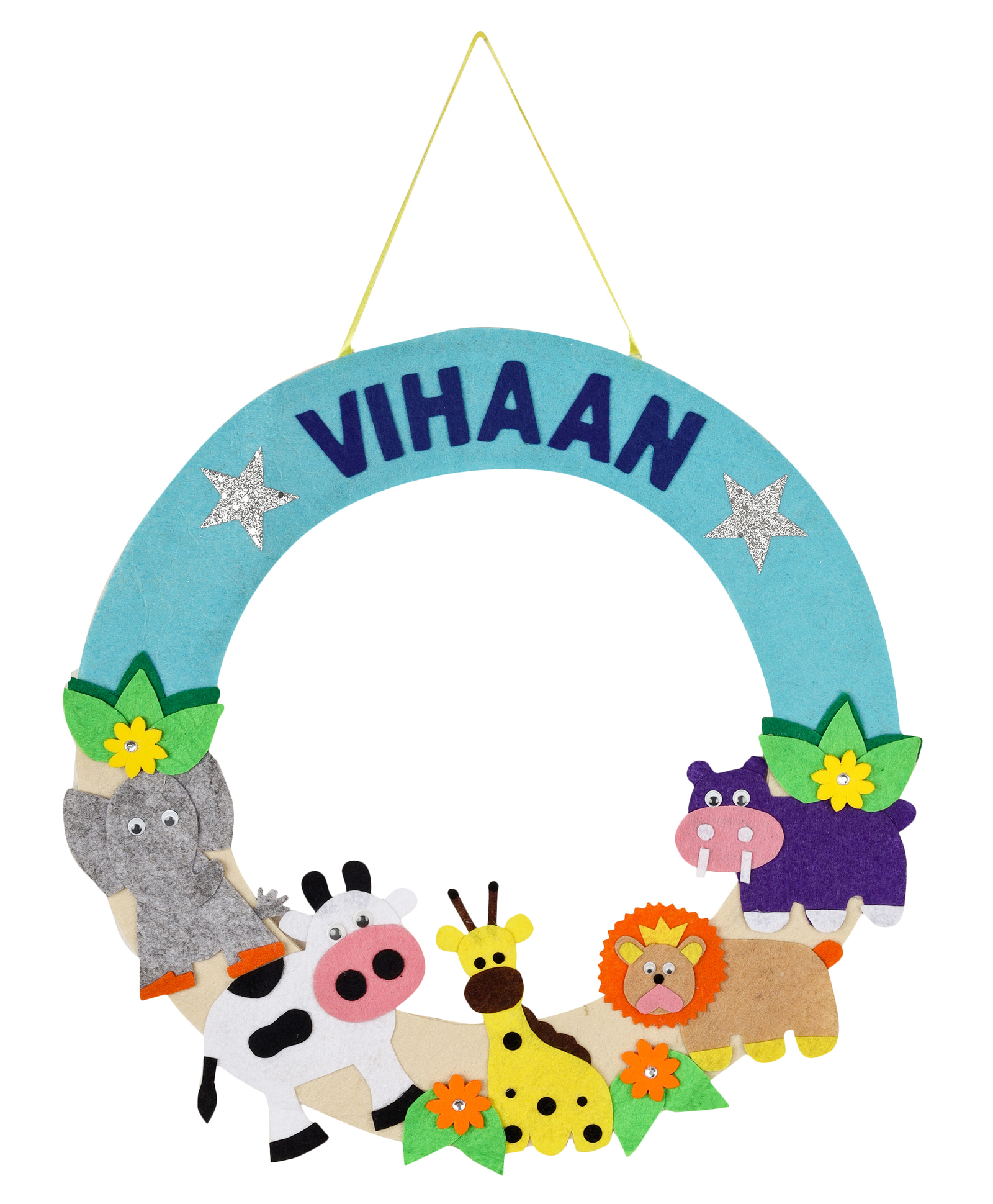 Lill Pumpkins Jungle Theme Personalised Felt Name Alphabet Hanging for Kids Name Plaque - Blue-image-9