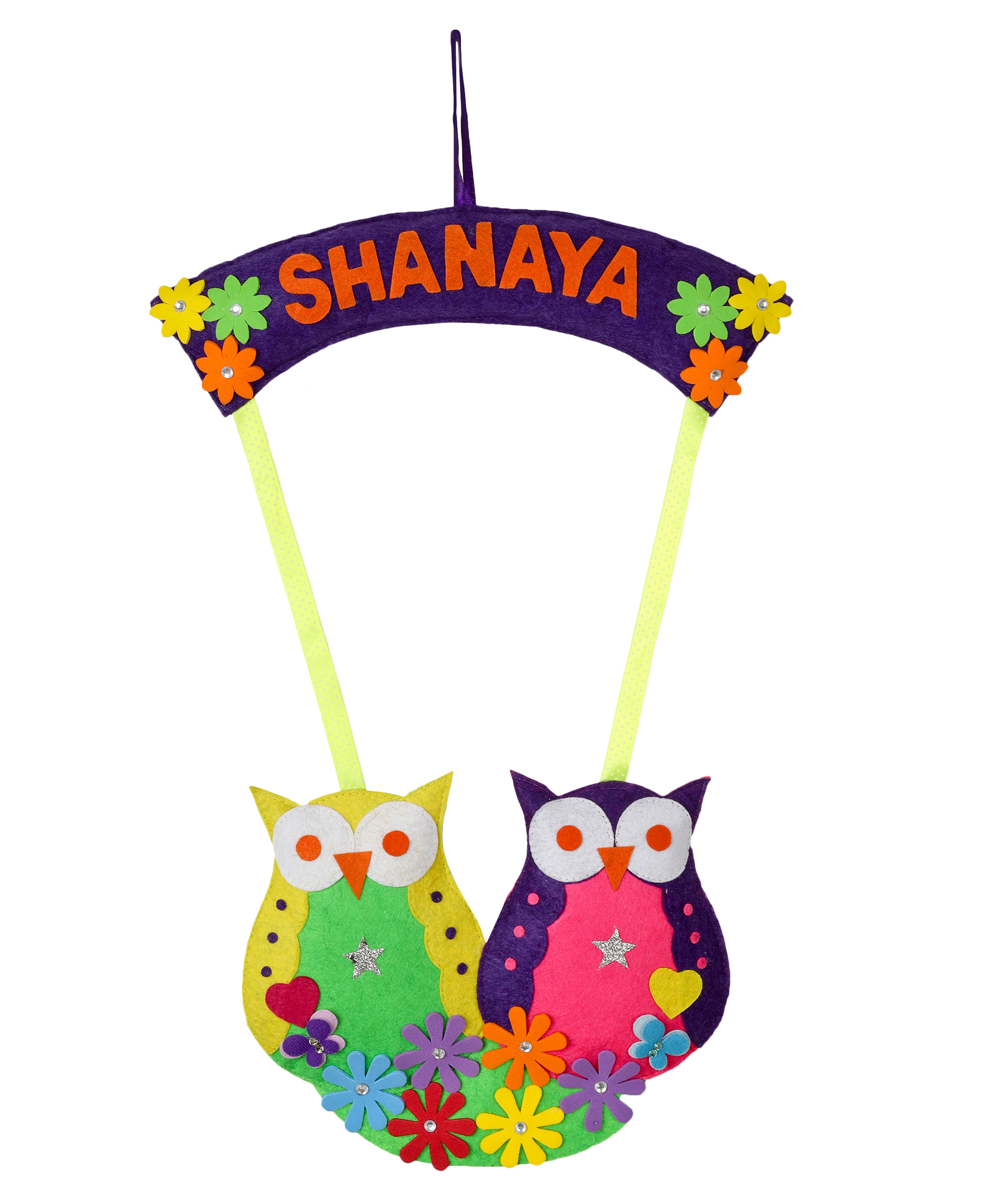 Lill Pumpkins OWL Theme Customized Personalised Felt Name Alphabet Hanging For Kids Name Plaque- Multicolor-image-15