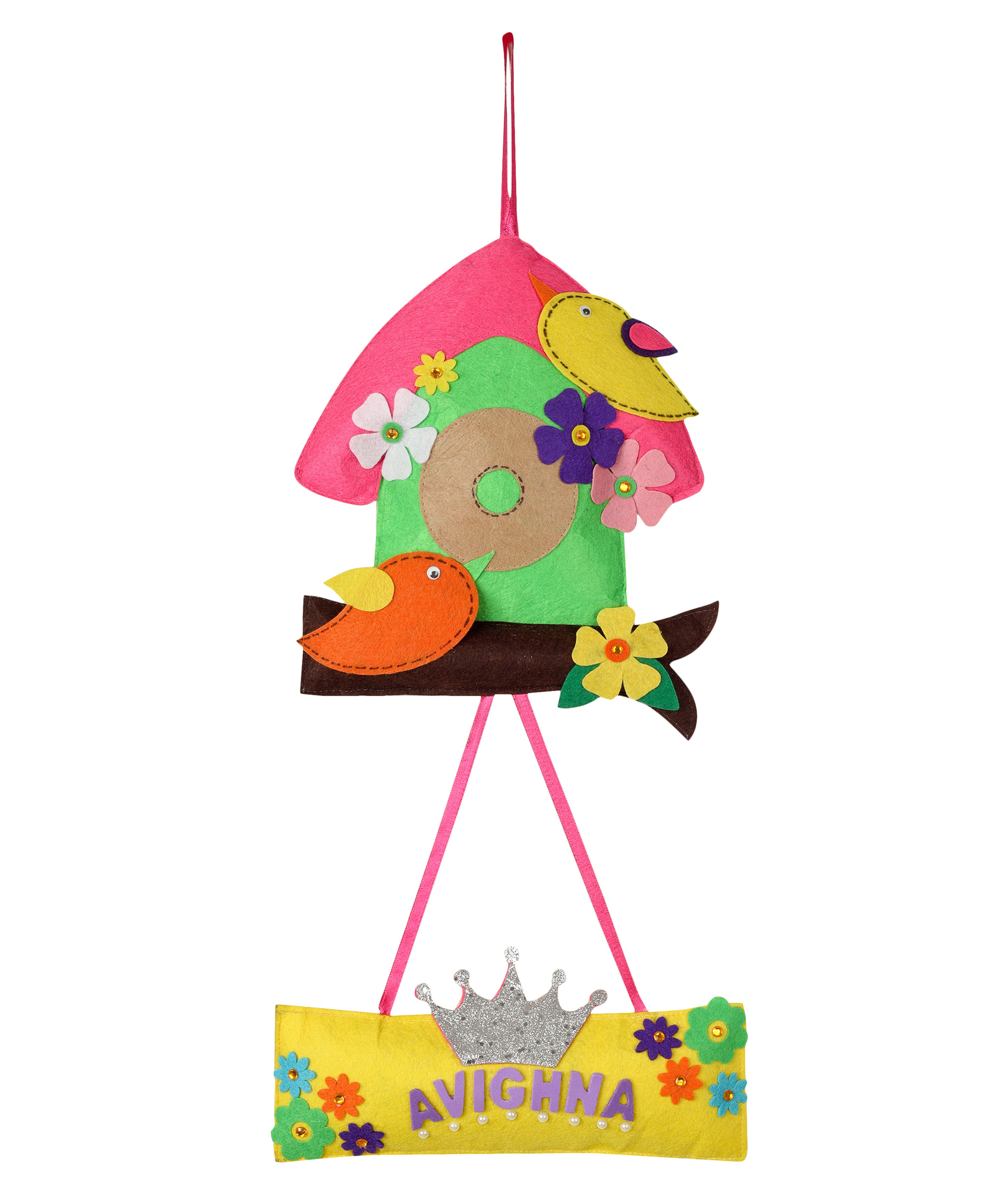 Lill Pumpkins Bird Jungle Theme Customized Personalised Felt Name Alphabet Hanging For Kids Name Plaque - Multicolor-image-7