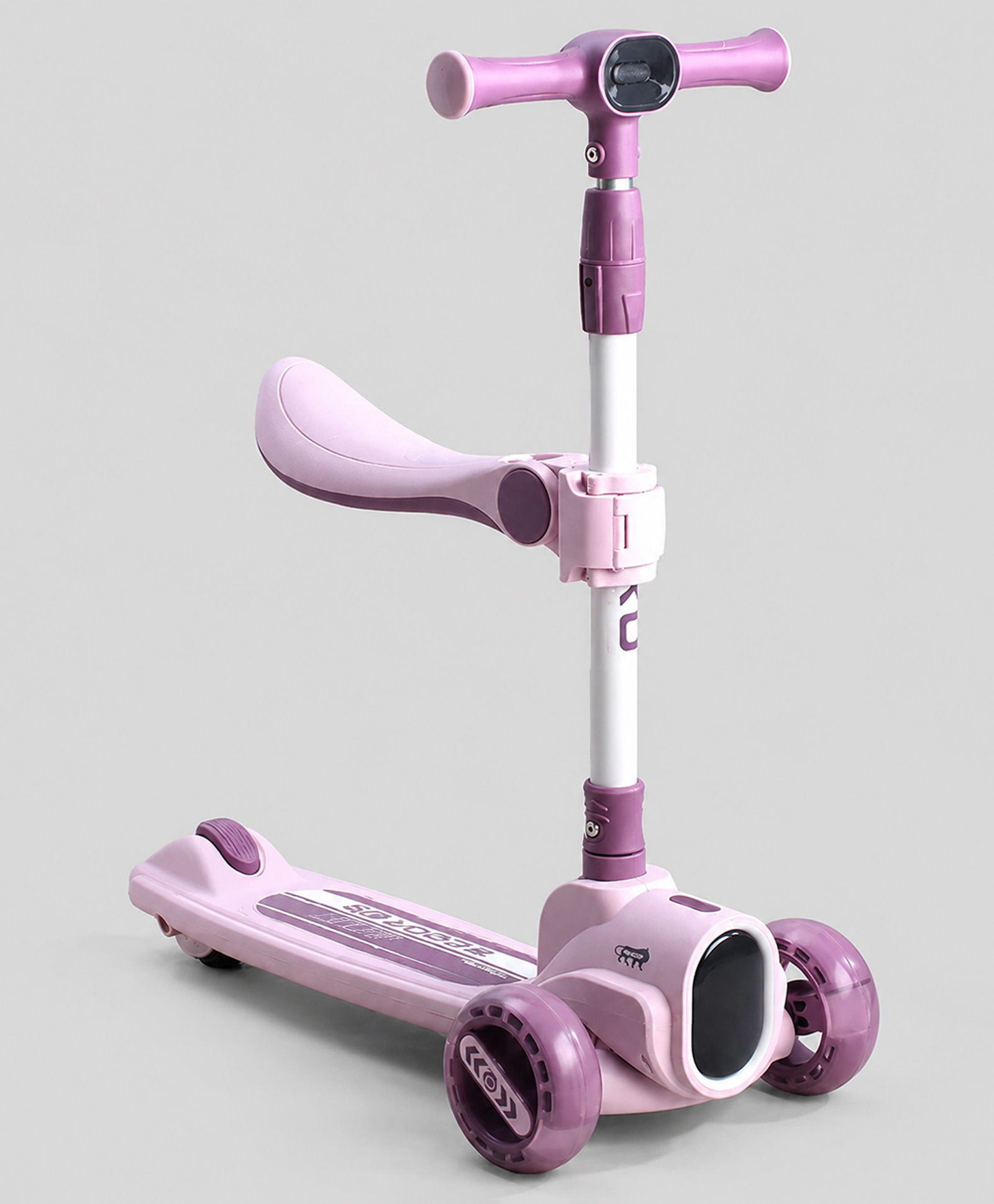 Smart Kick 2 in 1 Foldable Kids Scooter With LED Headlight Deck & Wheel with Removeable Seat & 4-Level Adjustable Handlebar with Music