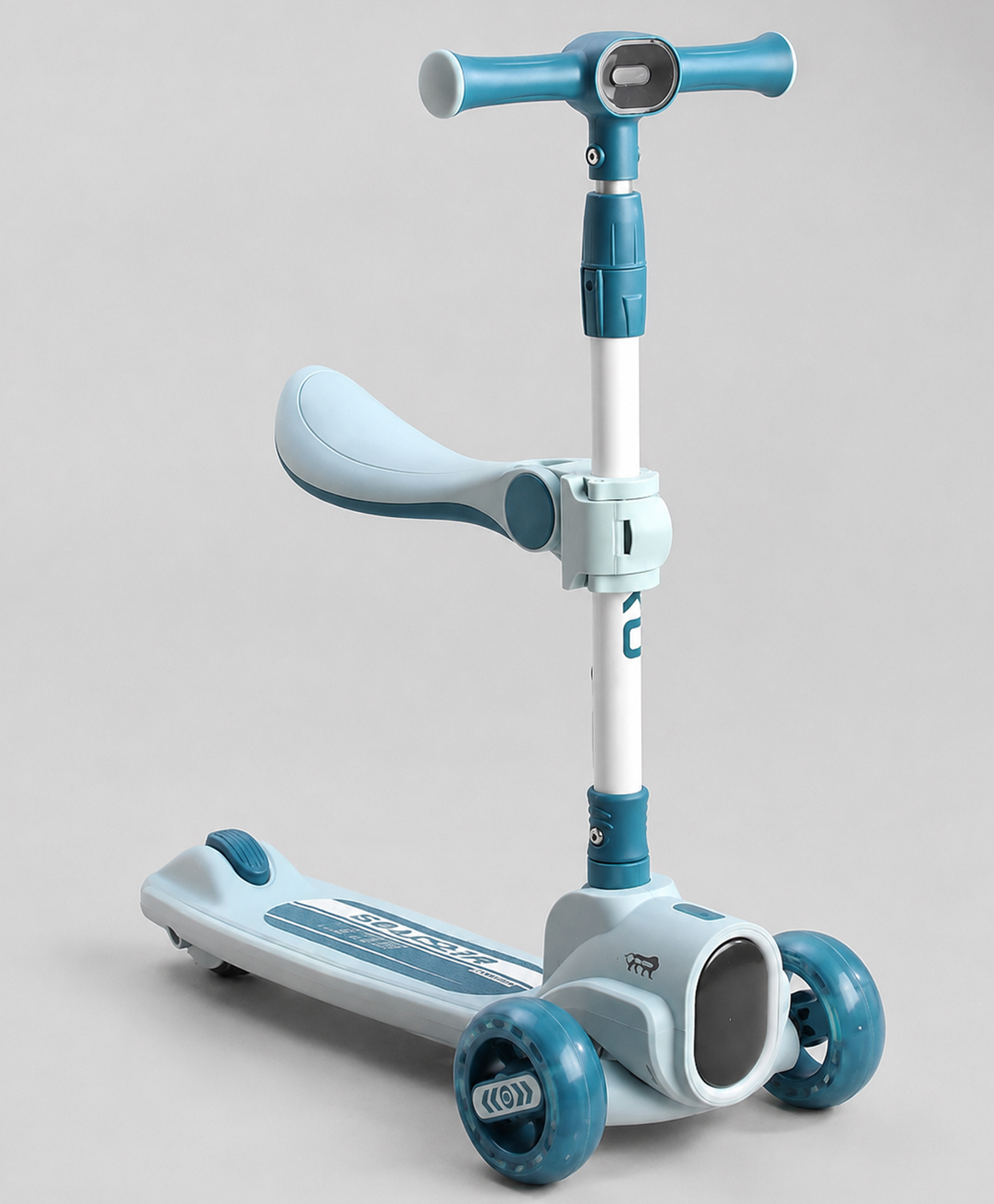 Smart Kick 2 in 1 Foldable Kids Scooter With LED Headlight Deck & Wheel with Removeable Seat & 4-Level Adjustable Handlebar with Music