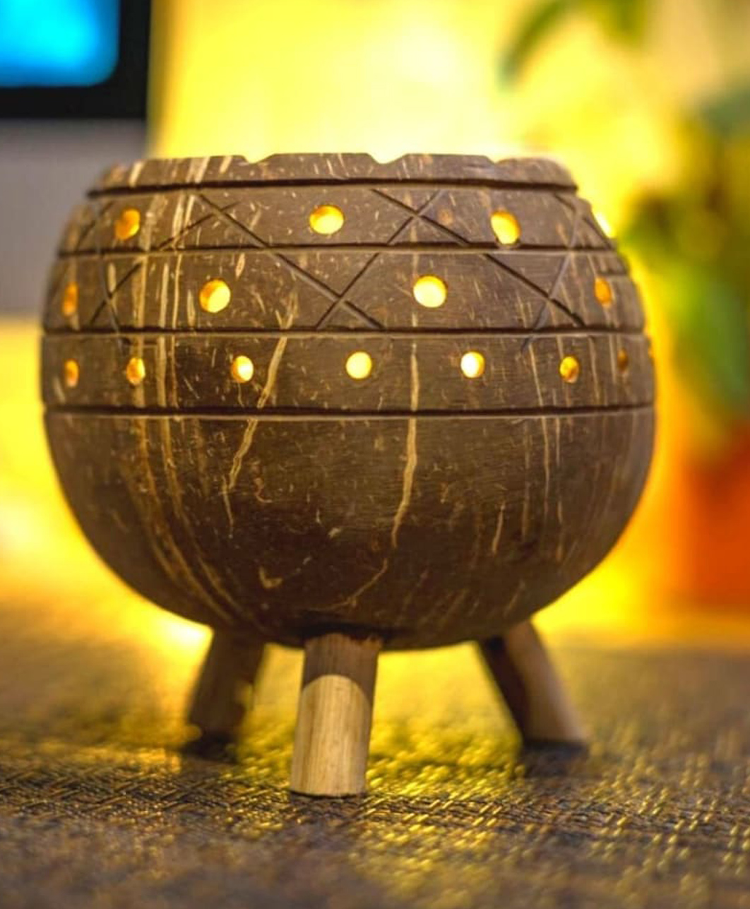 OnEarth Planter Tea Light Candle Holder Coconut Shell - Brown-image-5