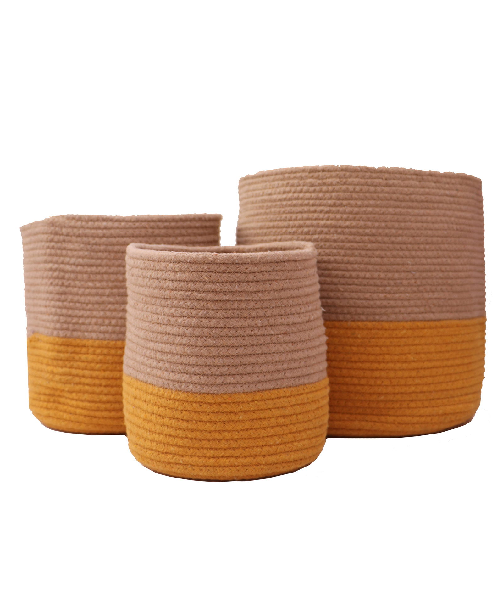 OnEarth Dual tone Jute Baskets Set of 3 - Yellow-image-22