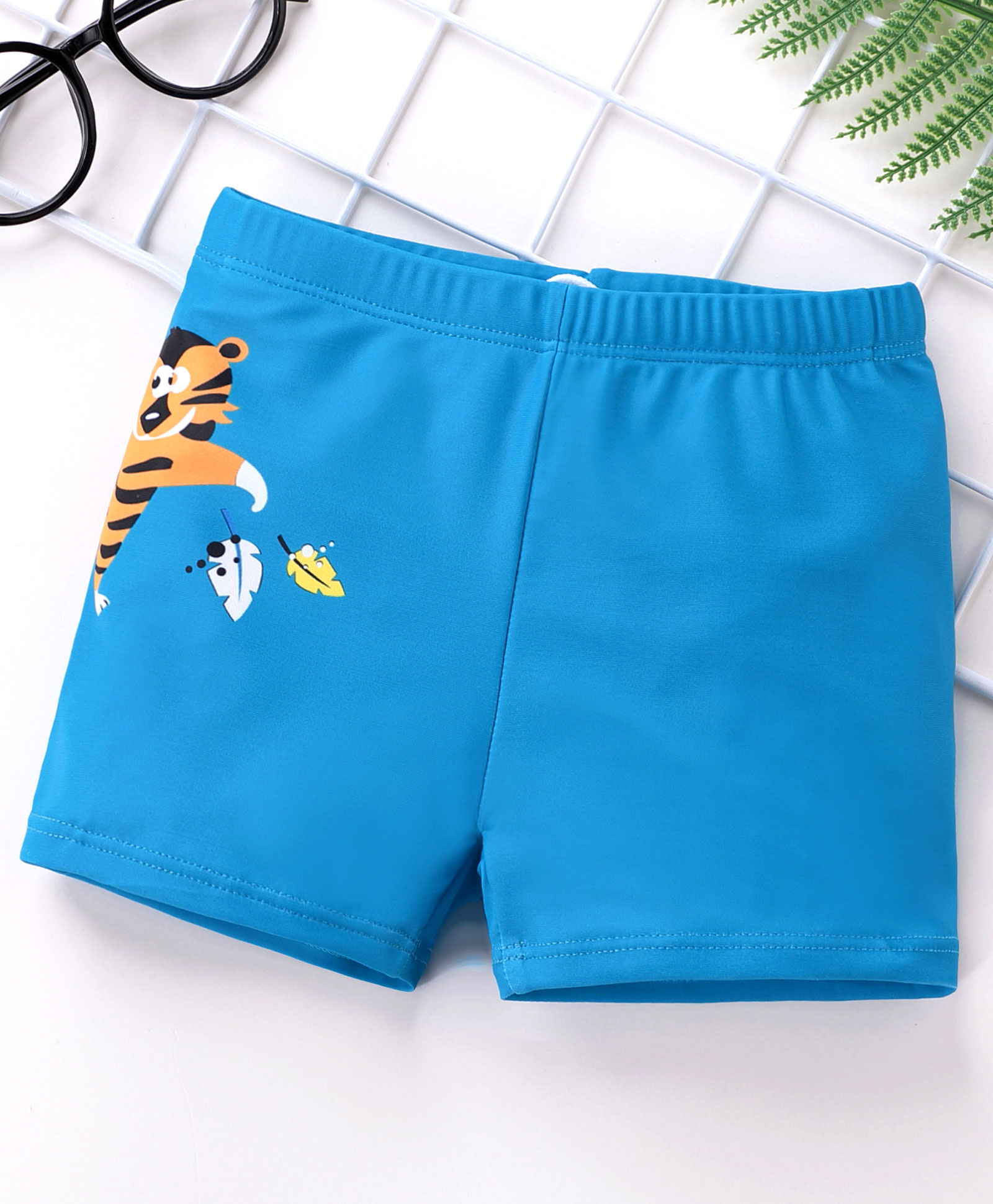 Babyhug Swimming Trunks Tiger Print - Blue-image-47