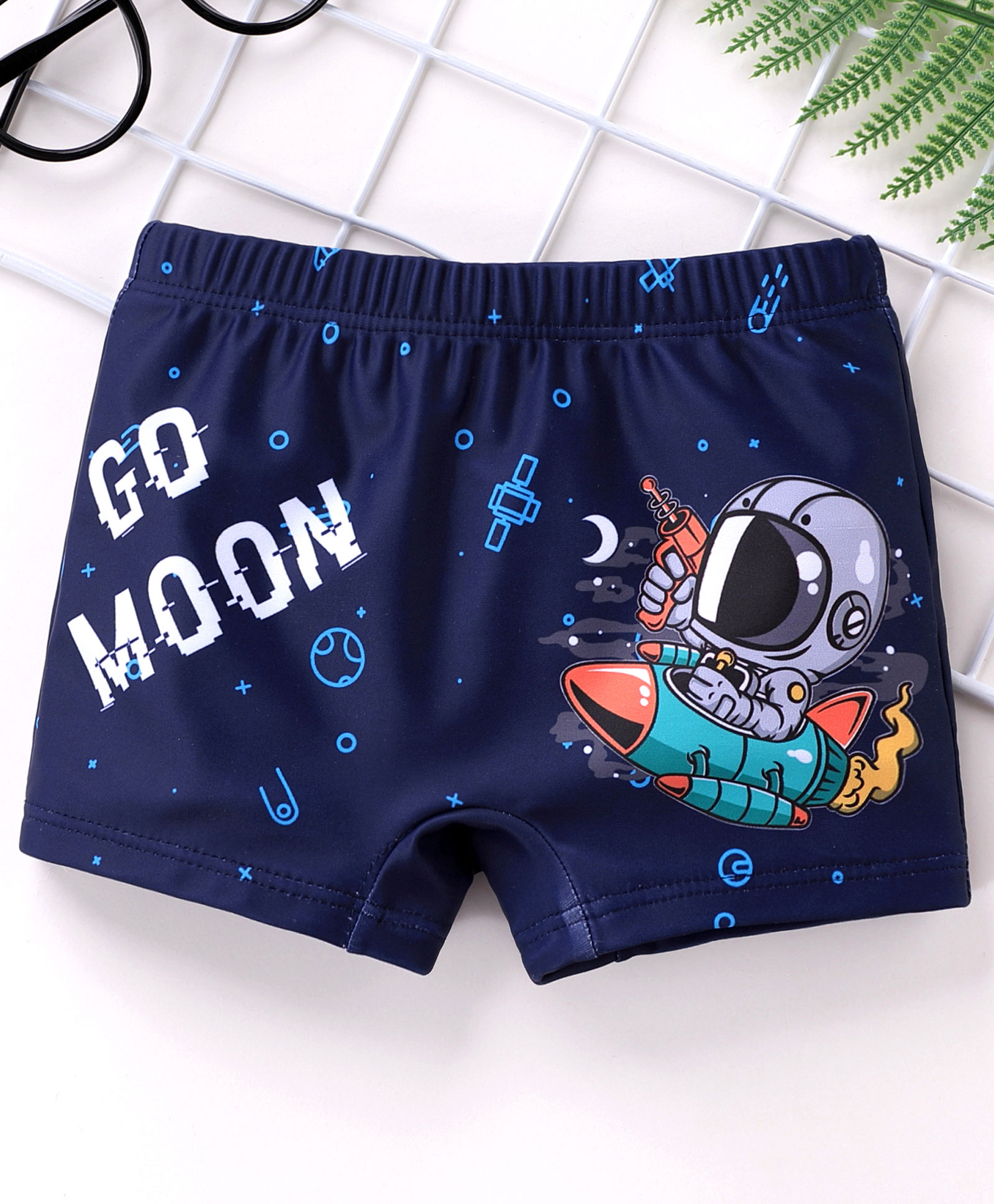 Babyhug Swimming Trunks Astronaut Print - Blue-picture-12
