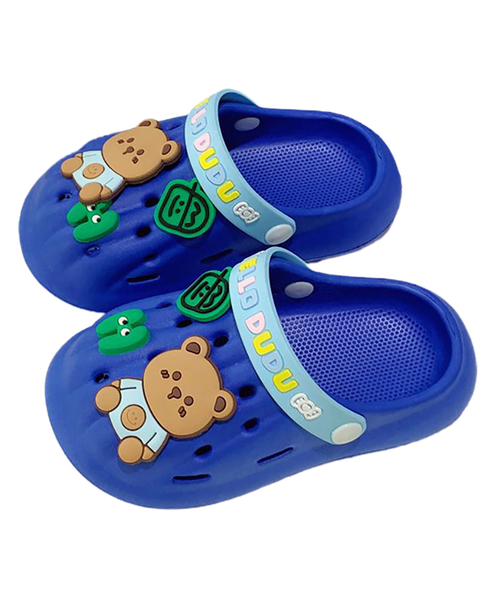 Little Surprise Box Teddy Applique Detailed Slingback Unisex Clogs - Blue-picture-12