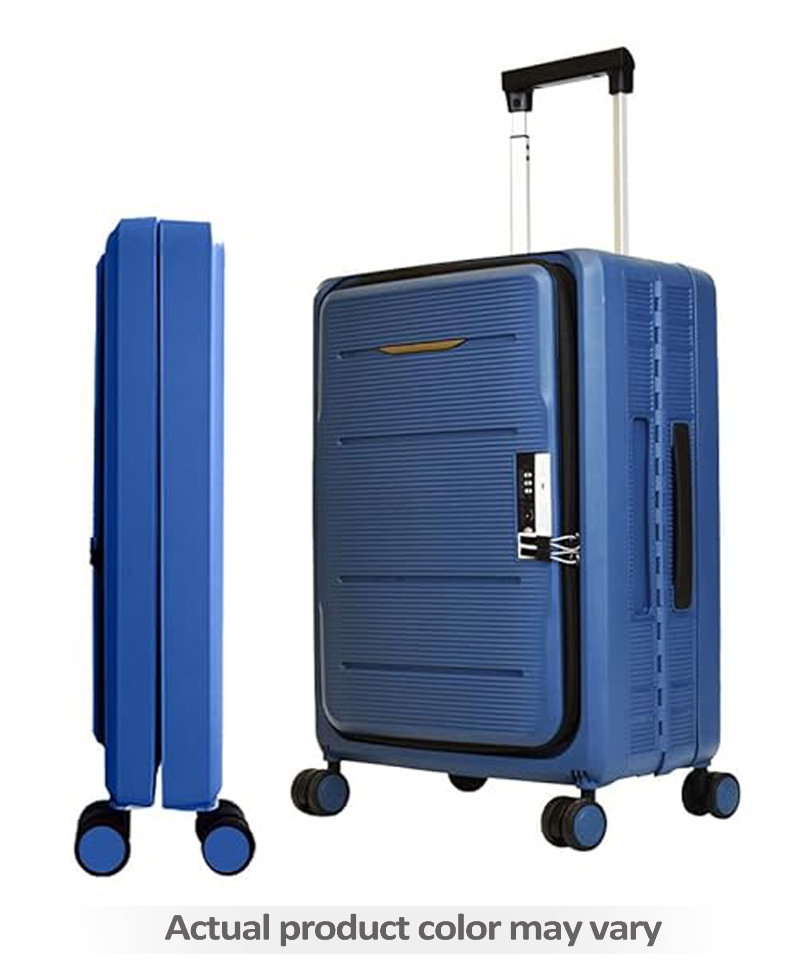 fab n funky Collapsible Check In Sold ABS Trolley Luggage Bag - Blue-picture-17