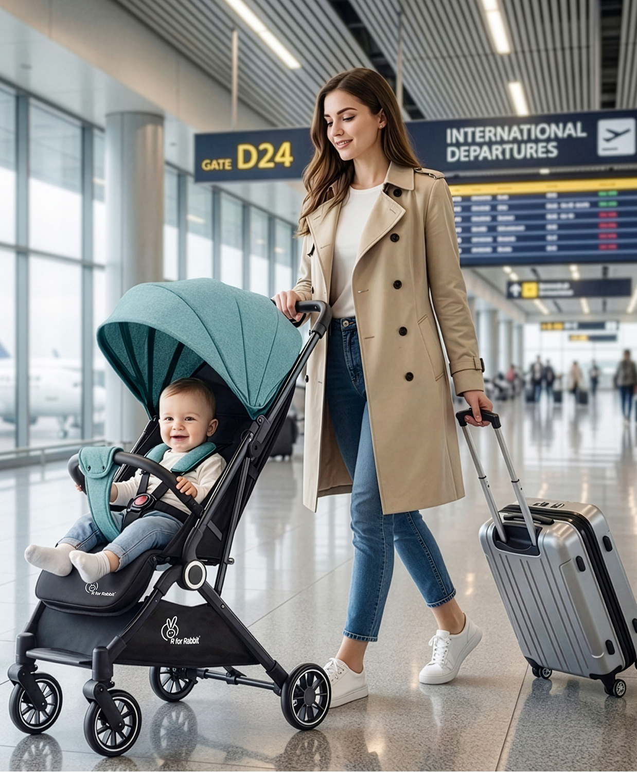 R for Rabbit Pocket Air Stroller Baby Stroller- Green & Black-picture-11
