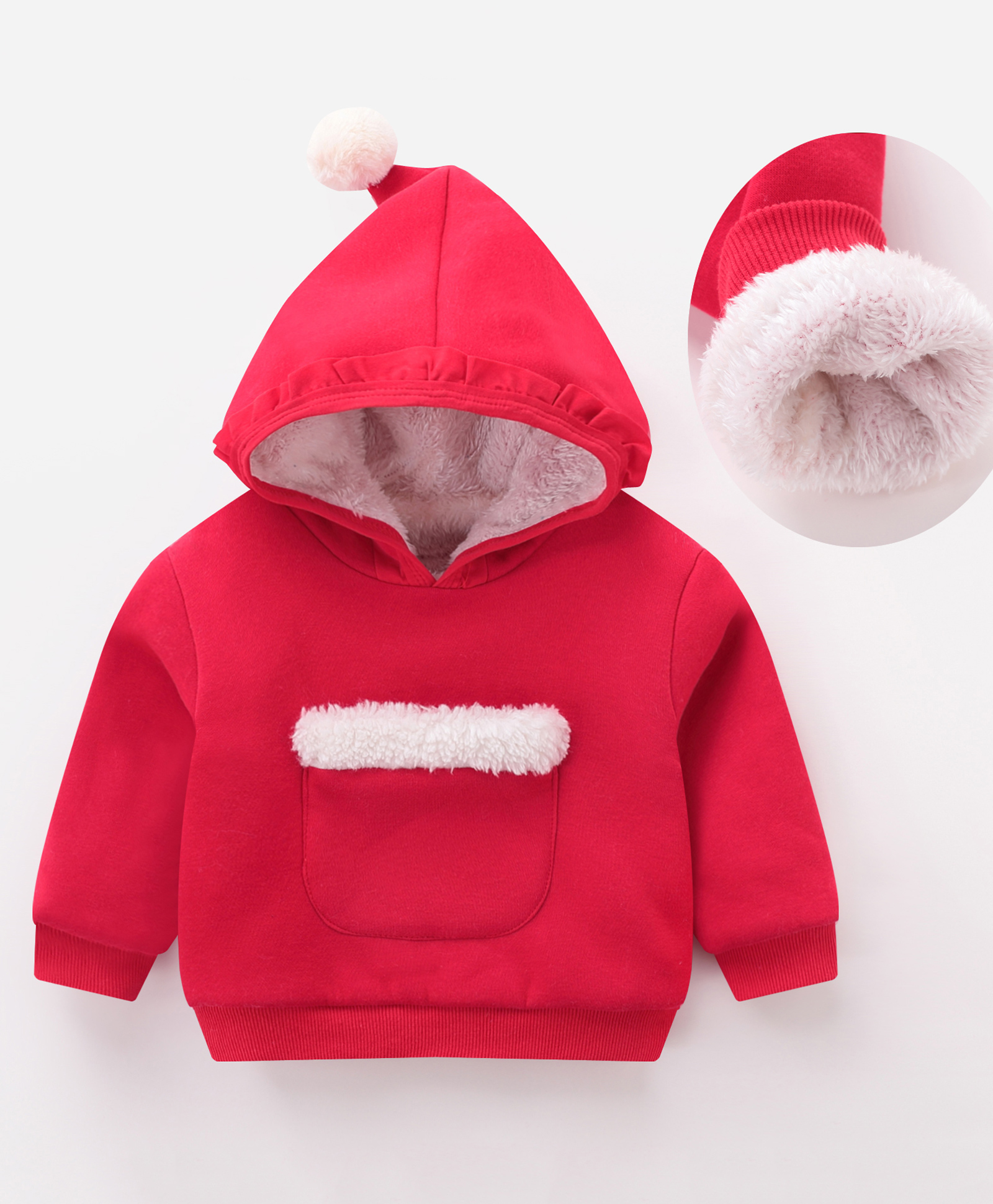 Kookie Kids Full Sleeves Solid Hoodie with Front Pocket - Red-image-30