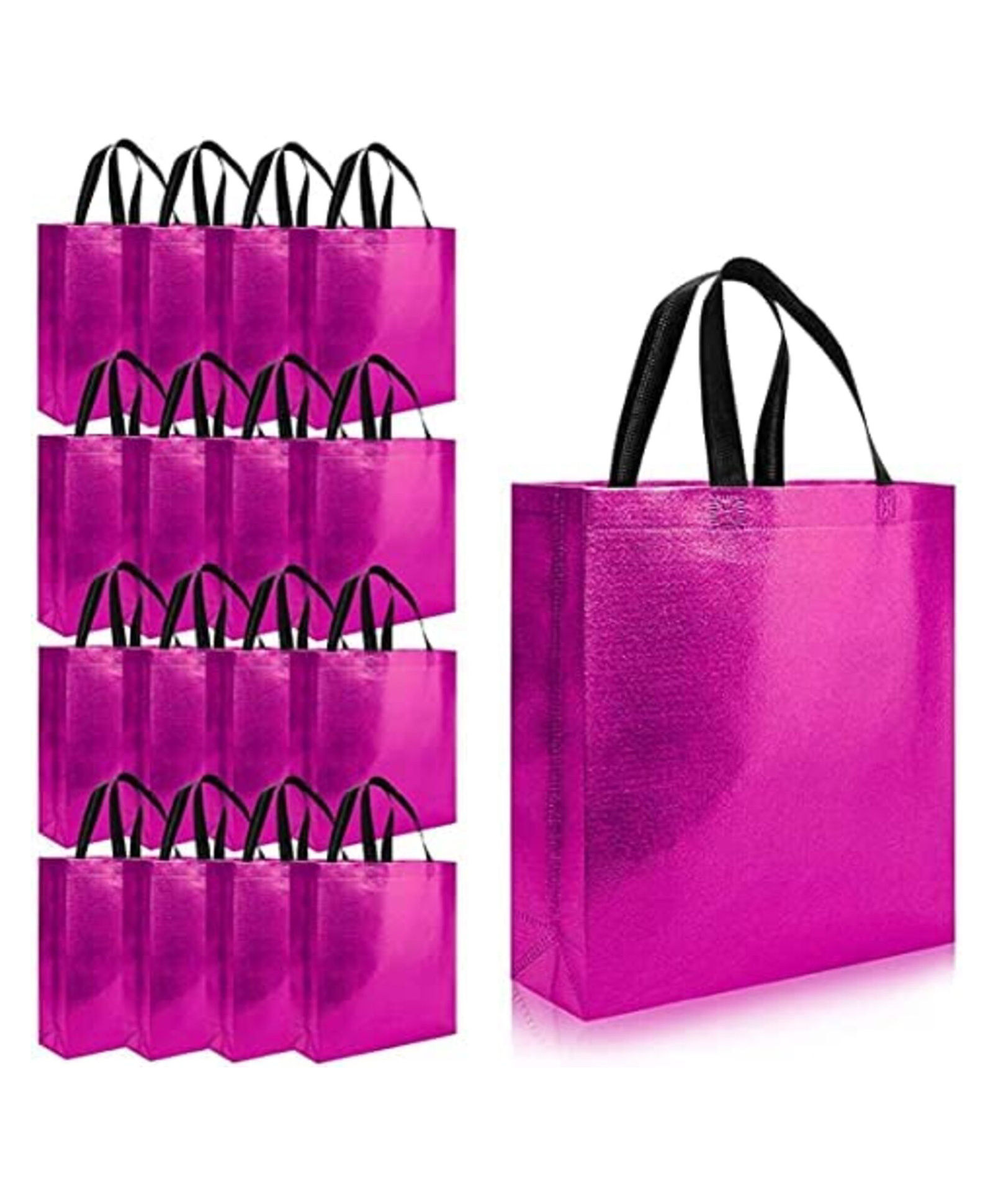 Evafly Gift Bags Reusable Shopping Bag with Handle Carry Bag Pack Of 50 - Pink-picture-0
