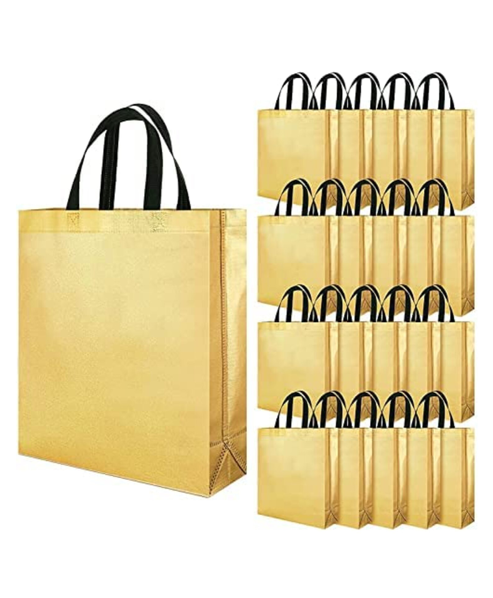 Evafly Gift Bags Reusable Shopping Bag with Handle Carry Bag Pack Of 20 - Gold-image-5