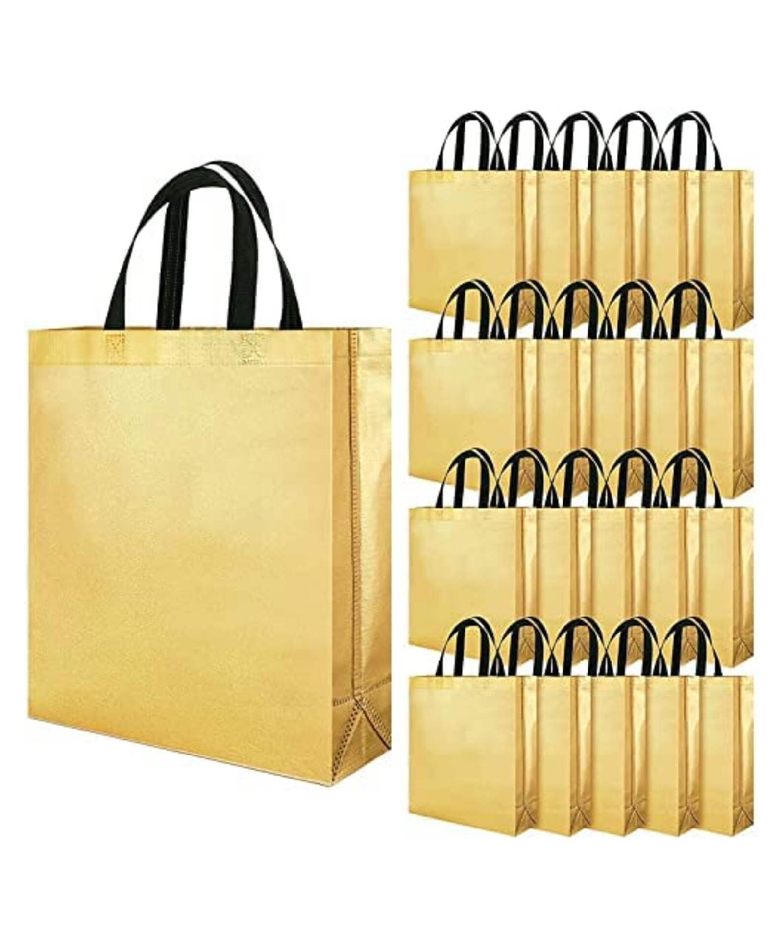 Evafly Gift Bags Reusable Shopping Bag with Handle Carry Bag Pack Of 50 - Gold-image-24