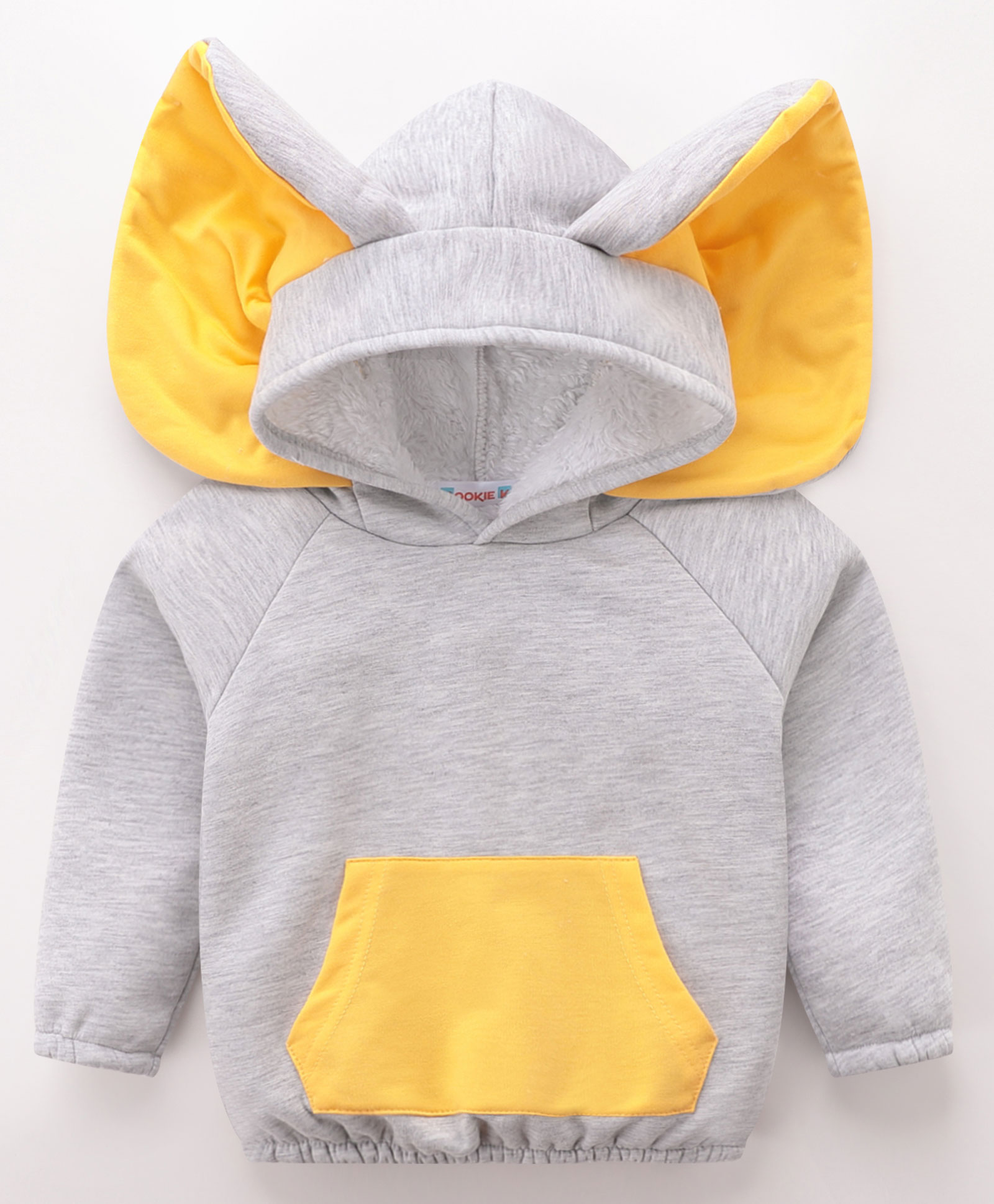 Kookie Kids Full Sleeves Sweatshirt with Elephant Ears - Grey-picture-17