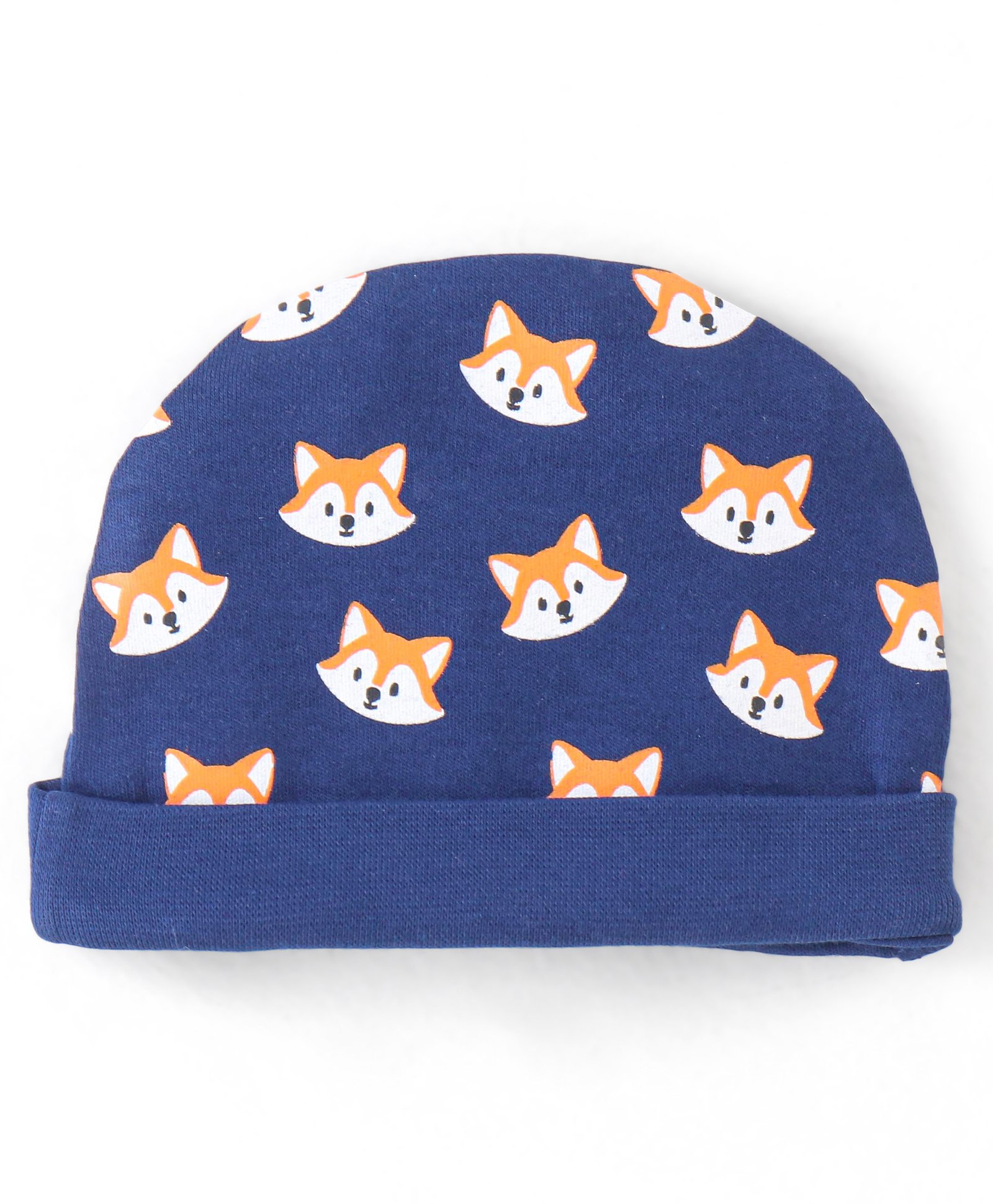 Babyhug 100% Cotton Knit Fox Printed Cap Navy Blue - Diameter 9.5 cm-image-12
