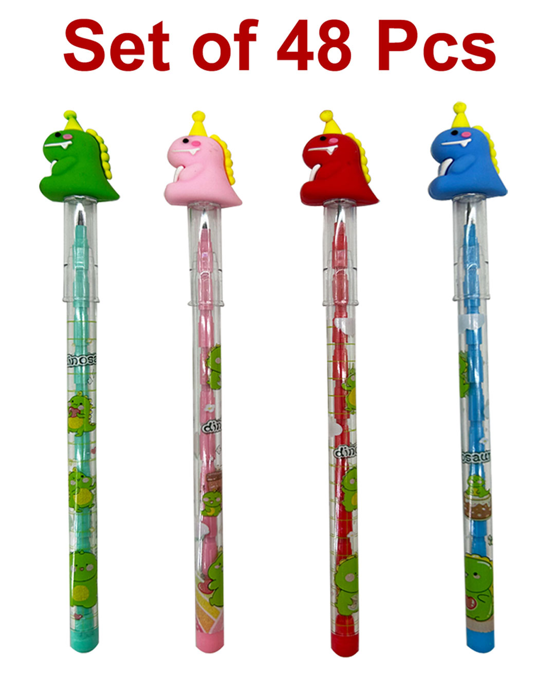 Asera Dinosaur Cartoon Fancy Pencils Push Pencils for Kids Birthday Return Gifts Party Favours Favours Take Away Gifts - Set of 48-picture-38