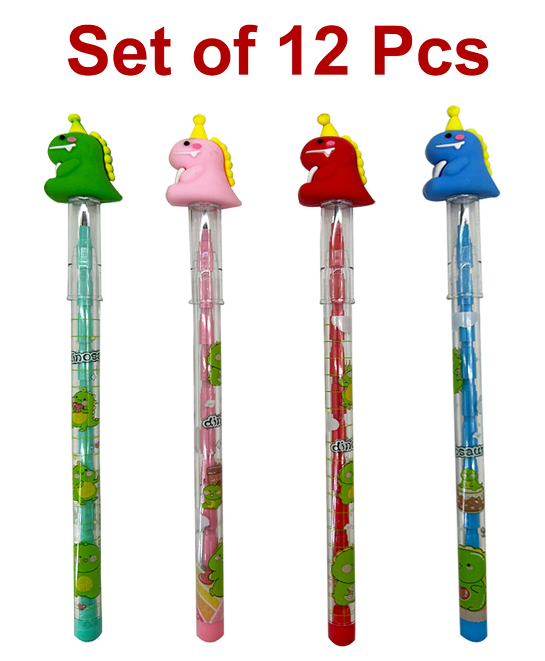 Asera Dinosaur Cartoon Fancy Pencils Push Pencils for Kids Birthday Return Gifts Party Favours Favours Take Away Gifts - Set of 12-picture-48