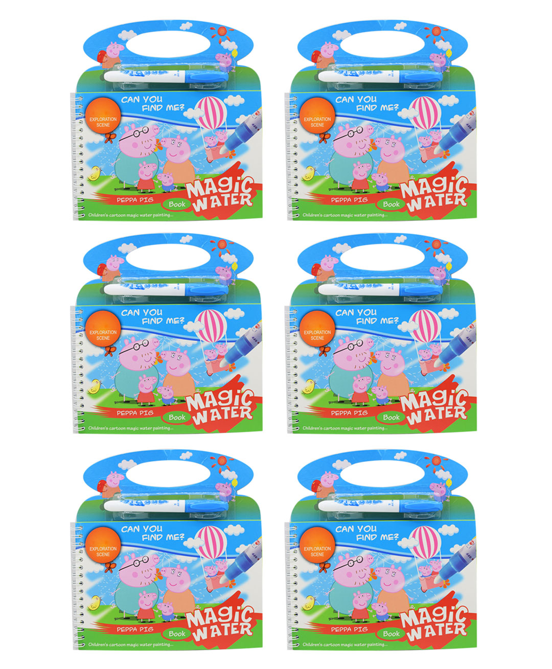 Asera 6 Pcs Pig Theme Reusable Magic Water Painting Book - Multicolor-image-49