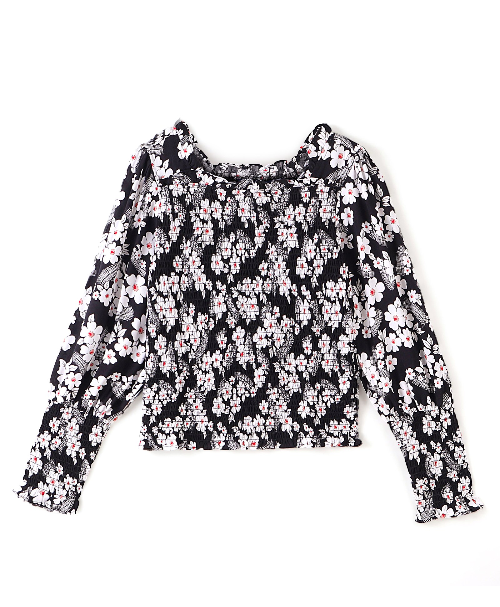 Pine Kids 100% Viscose Woven Smocking Full Sleeves Floral Top- Multicolour-picture-9