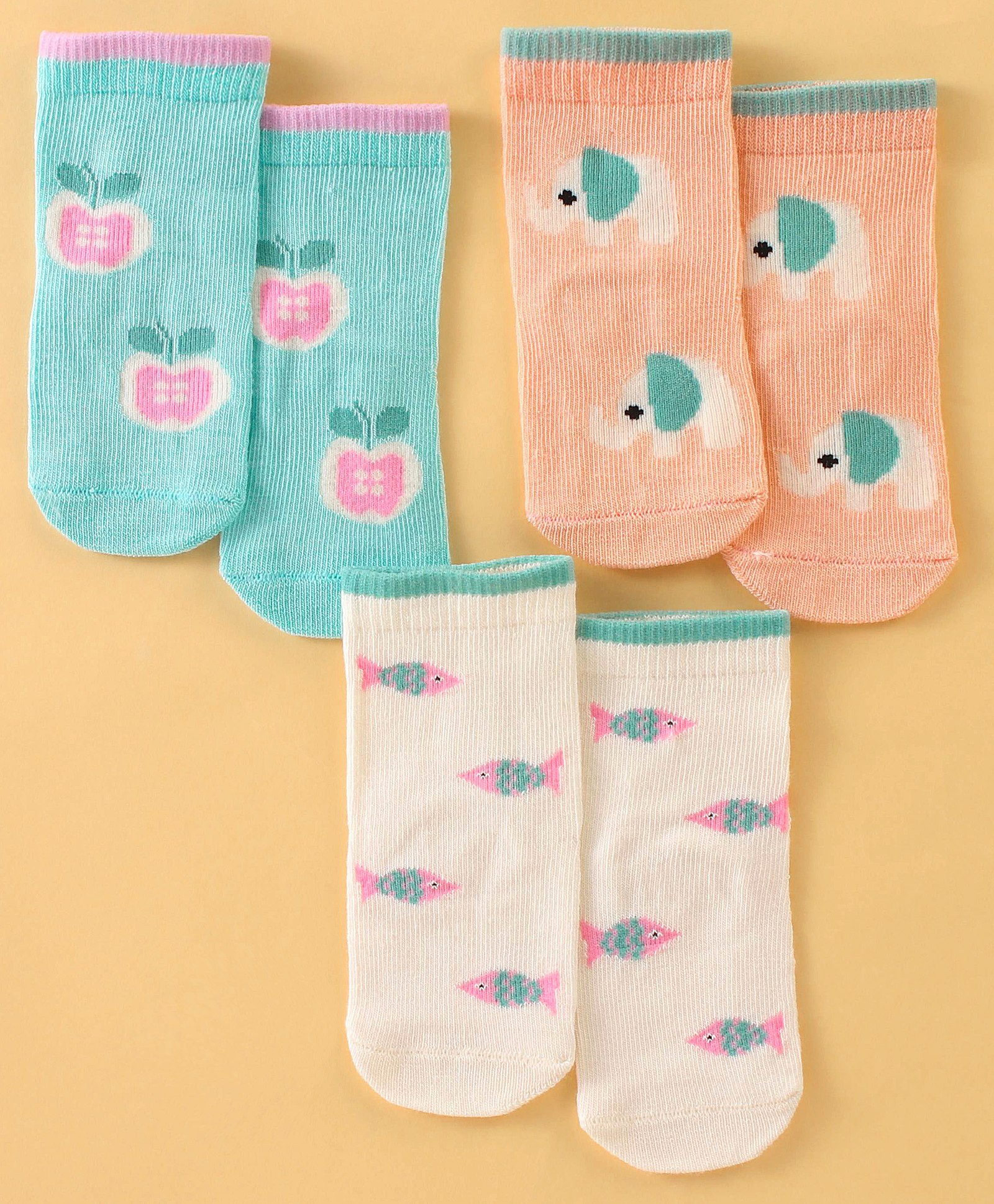 Bonjour Ankle Length Cotton Socks Pack of 3 (Color May Vary)-image-12