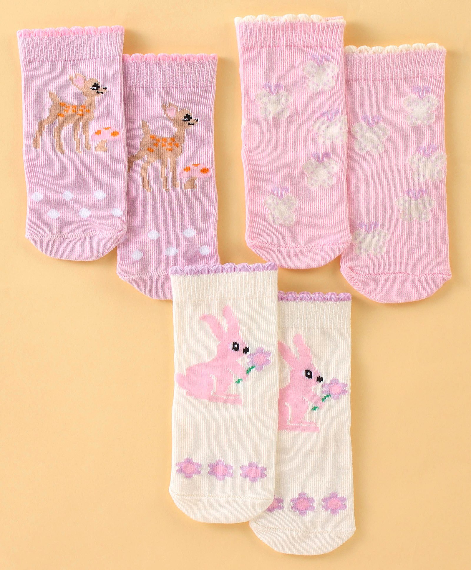 Bonjour Ankle Length Cotton Socks Pack of 3 (Color May Vary)-picture-0