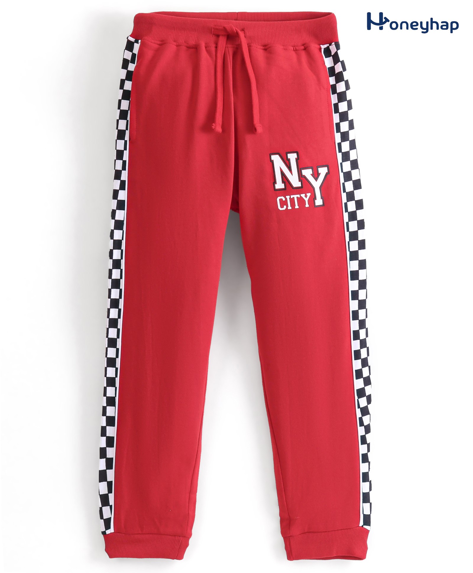 Honeyhap Premium 100% Cotton Looper Text Printed Lounge Pant with Bio Finish - High Risk Red-picture-26