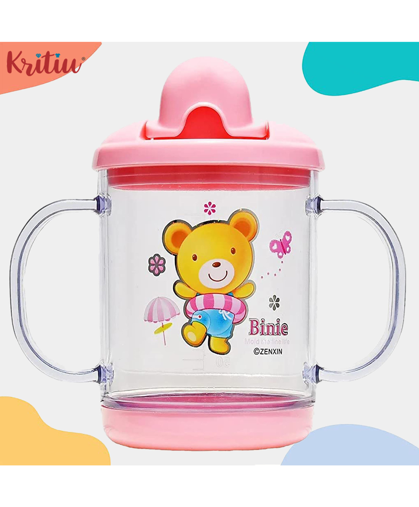 Kritiu Baby Sippy Spout Cup With Handles Pink - 200 ml-picture-40