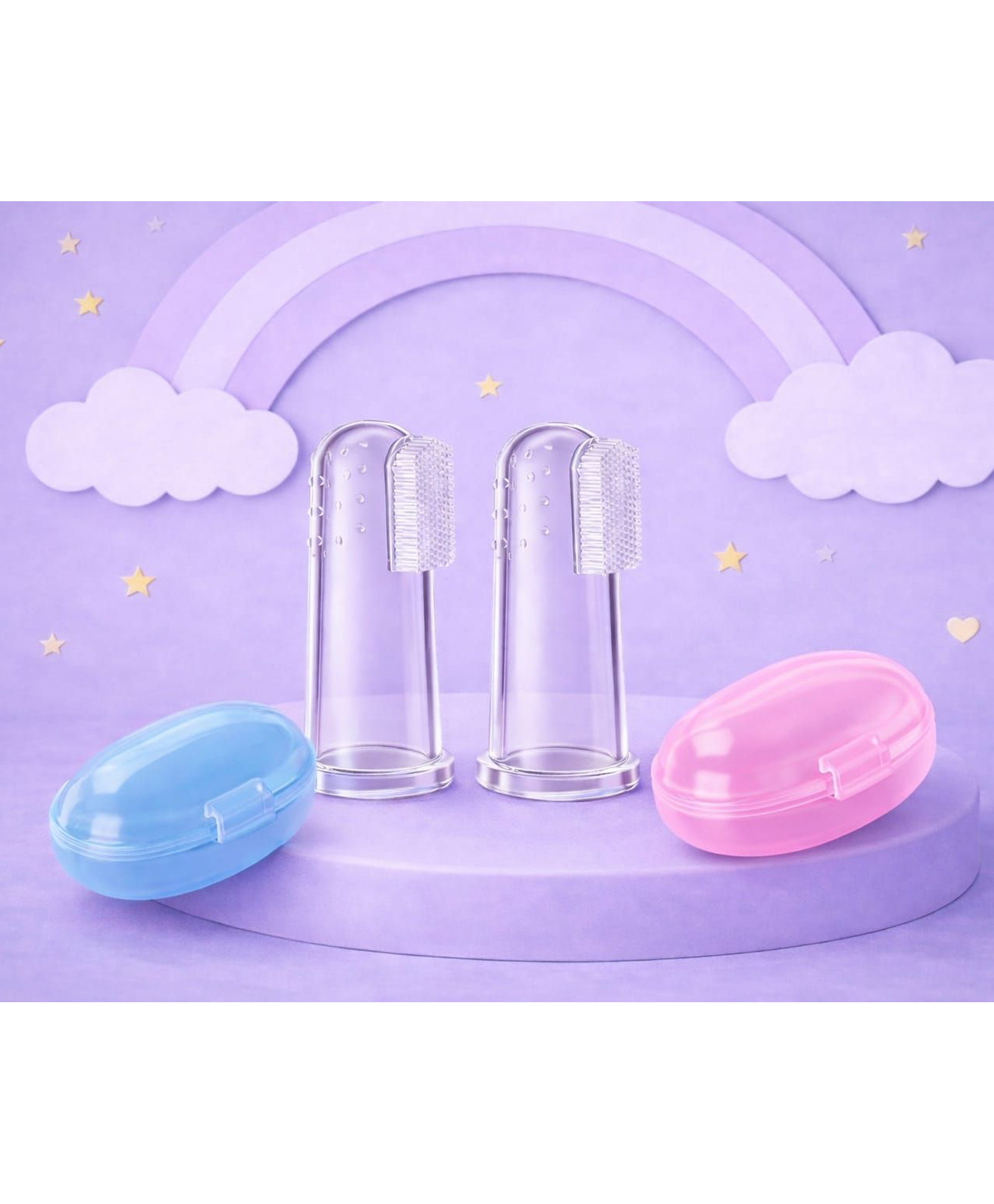 Kritiu Silicone Fingure Brush With Case Pack Of 2 - Pink & Blue-picture-42