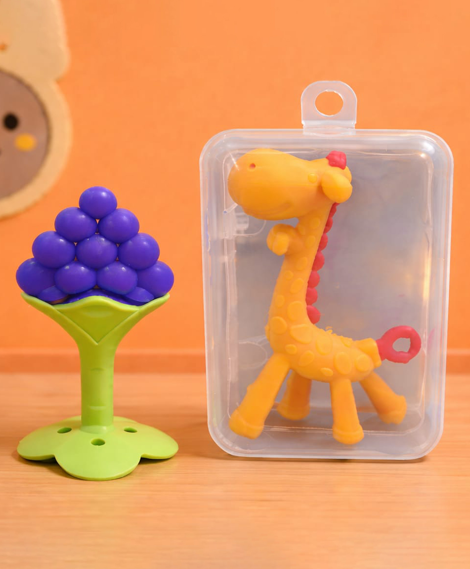 Kritiu Baby Giraffe Shape Silicone Teether Toy & Stand Teether Combo Pack Of 2 - Multicolour-picture-16