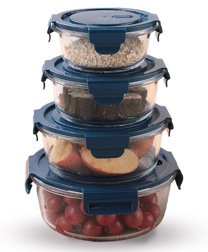 Umai Borosilicate Glass Containers with Lid Set of 4 - Blue-image-31