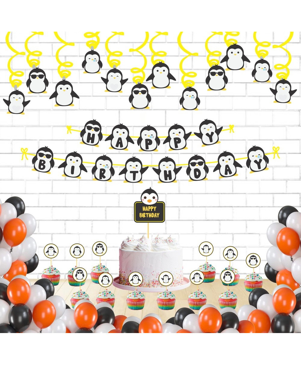 Untumble Penguin Birthday Party Decoration Swirls and Cup Cake Toppers Kit for Kids- Pack of 64-image-16