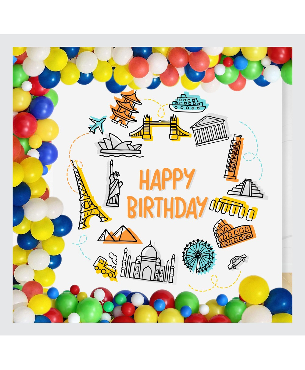 Untumble Around the Workd Birthday Decor Backdrop Arch Kit Multicolor - Pack of 62-picture-10