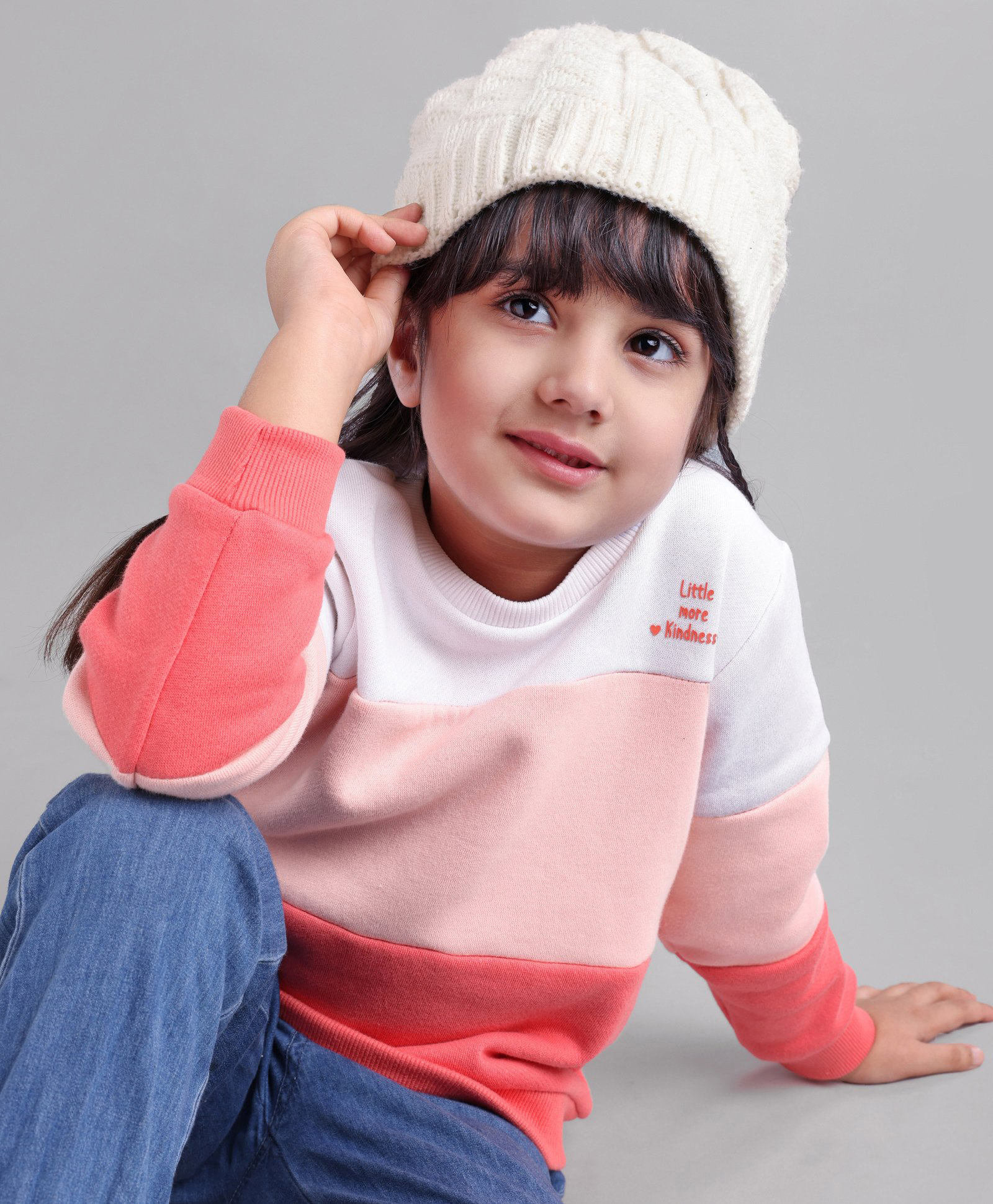 Babyoye 100% Cotton Full Sleeves Sweatshirt With Cut & Sew Pattern - Pink White & Red-image-40