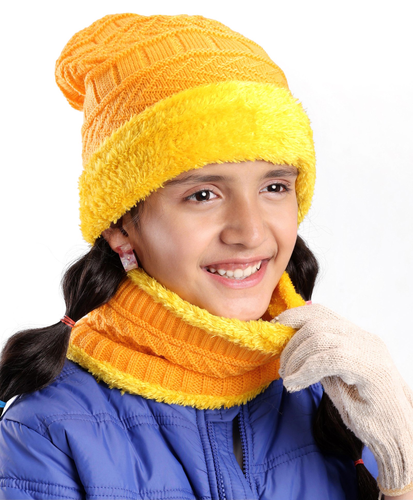 Pine Kids Woollen Cap and Snood Set Yellow - Diameter 15.5 cm-picture-35