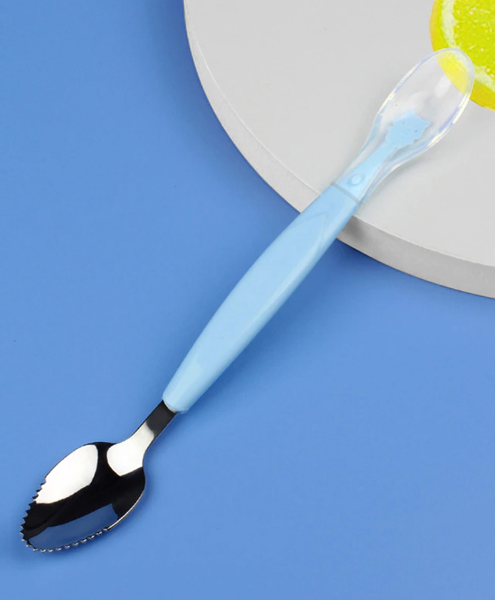 Domenico Soft Silicone Baby Fruit Scraping Feeding Spoon  - Blue-picture-20