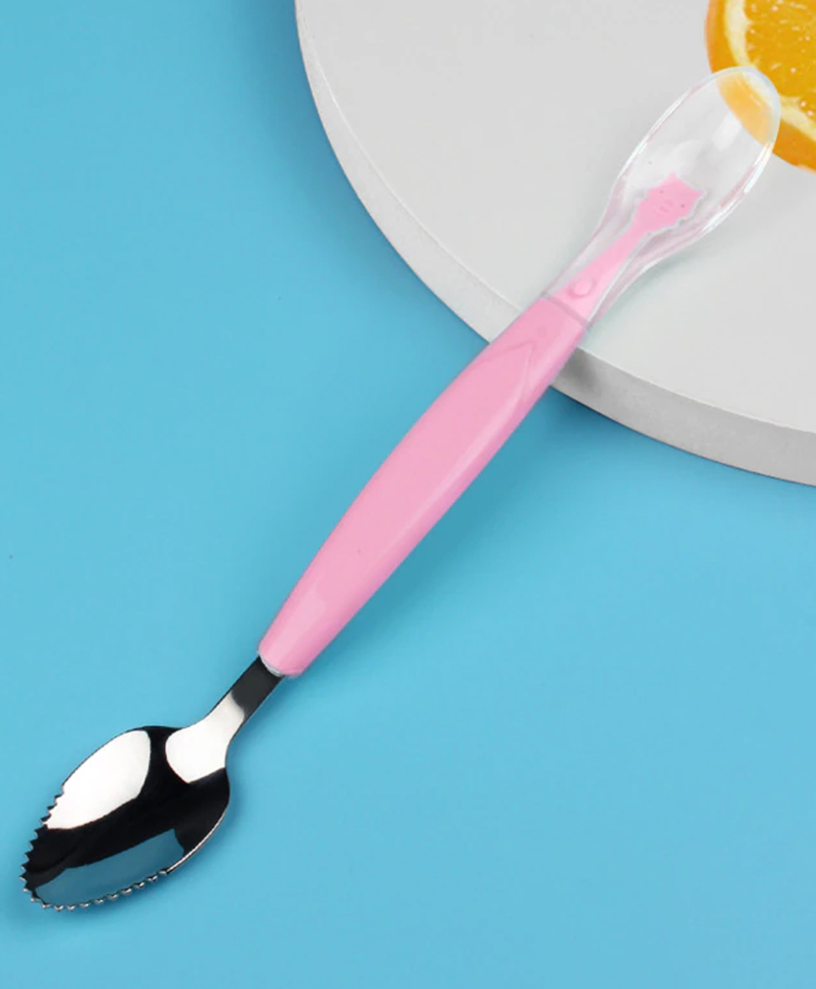 Domenico Soft Silicone Baby Fruit Scraping Feeding Spoon  - Pink-picture-41