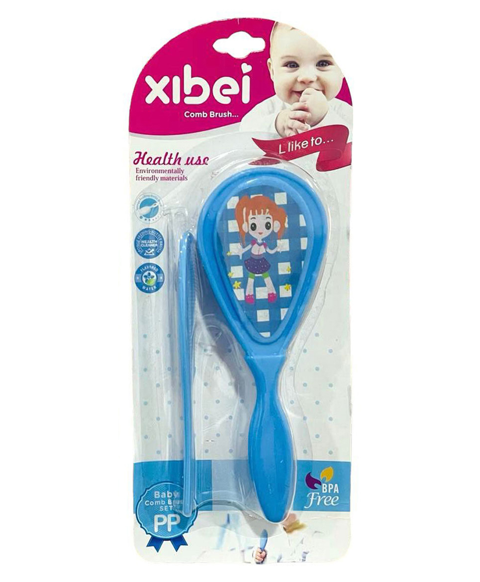 Domenico Newborn Baby Hair Comb & Soft Brush Set Grooming Hair Care for Babies & Infants - Blue-picture-30