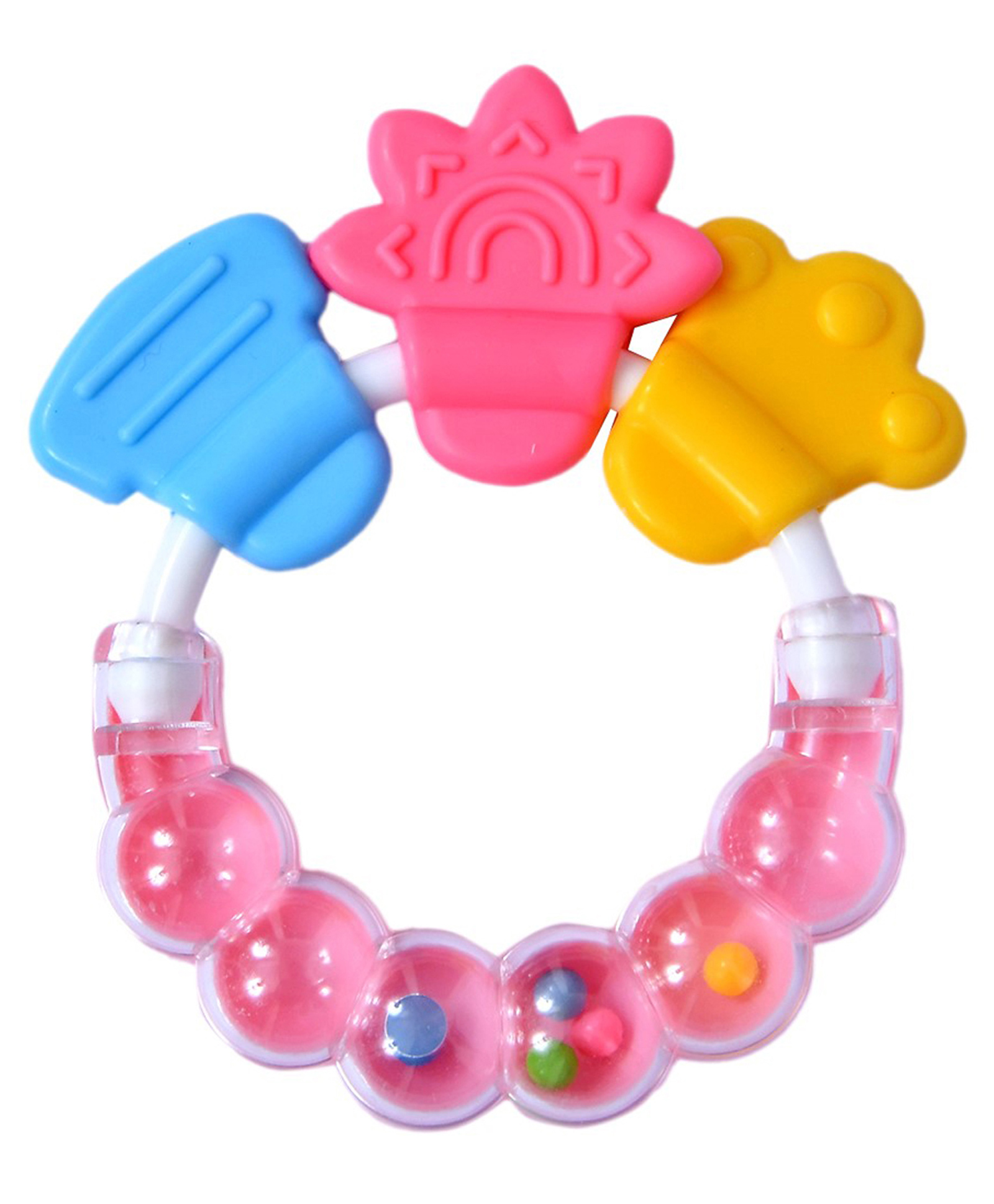 Domenico Round Shape BPA Free Silicone Bell Teether Ring - Pink-picture-26