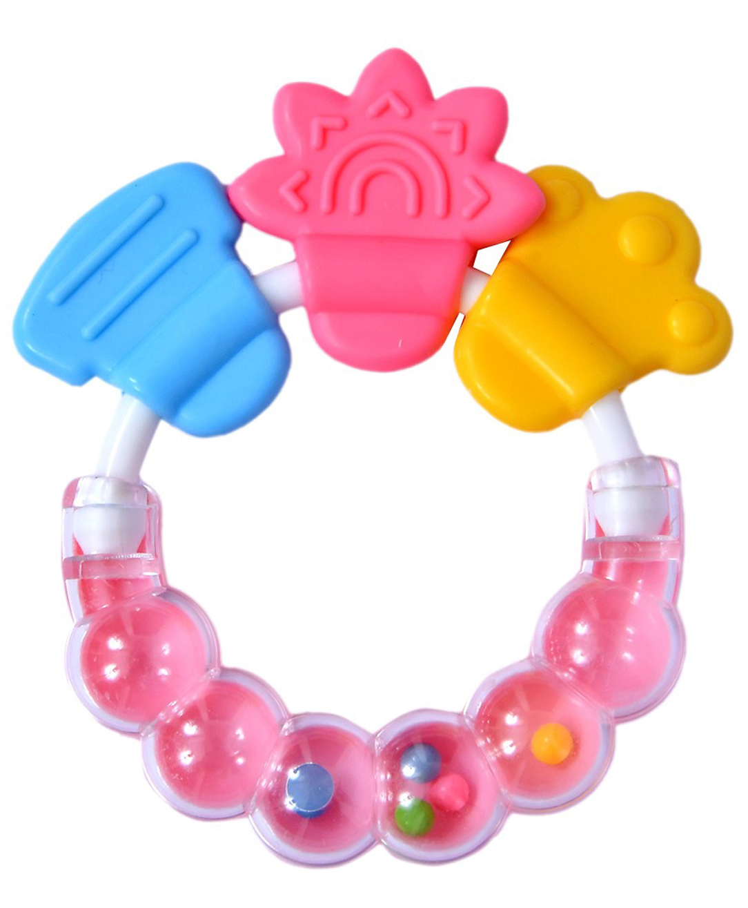 Domenico Round Shape BPA Free Silicone Bell Teether Ring - Pink-image-41
