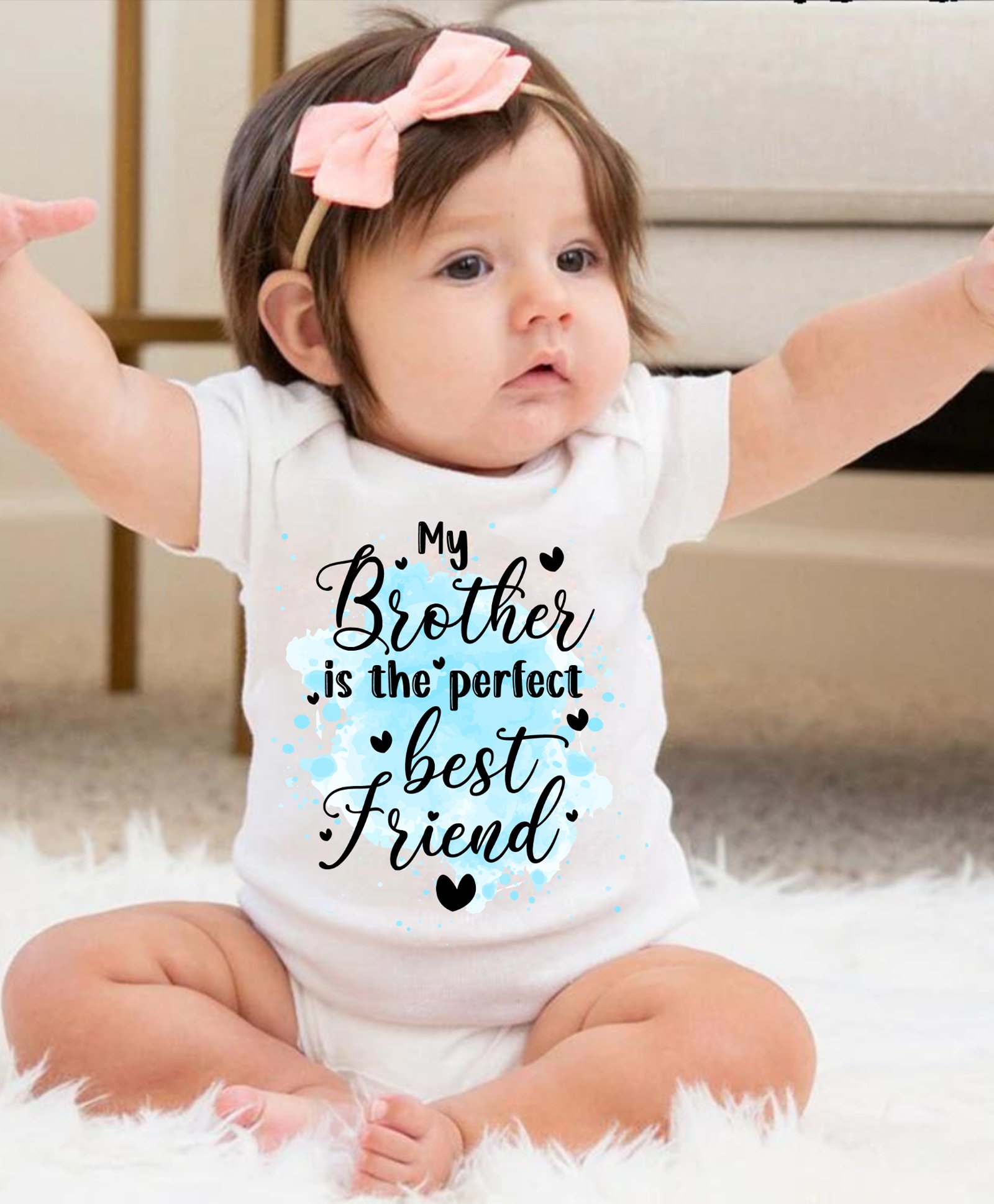 KNITROOT Raksha Bandhan Theme Half Sleeves Bro Is Perfect Best Friend Printed Onesie - White-image-37