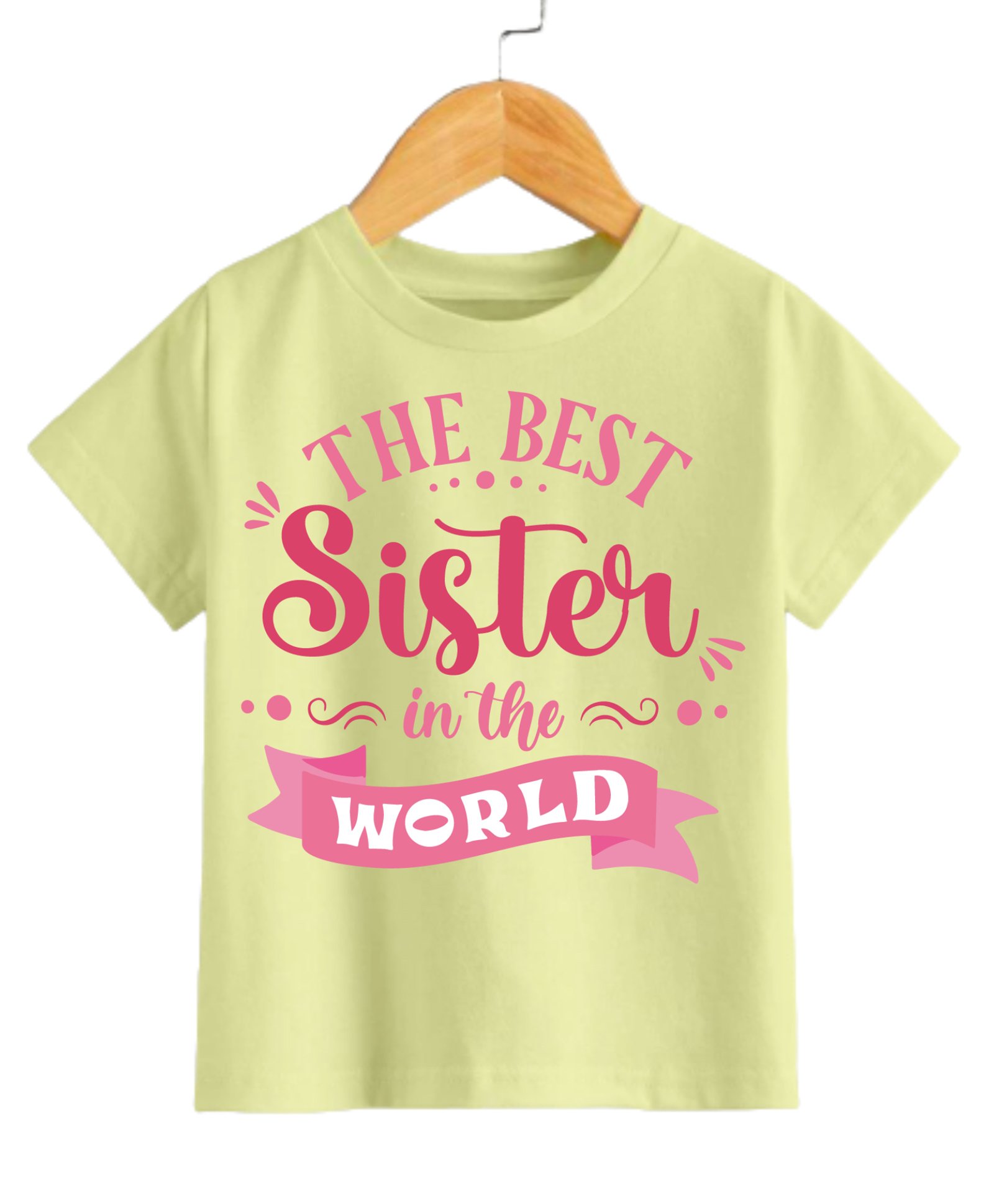 KNITROOT Half Sleeves The Best Sister In The World Printed T Shirt - Yellow-picture-14
