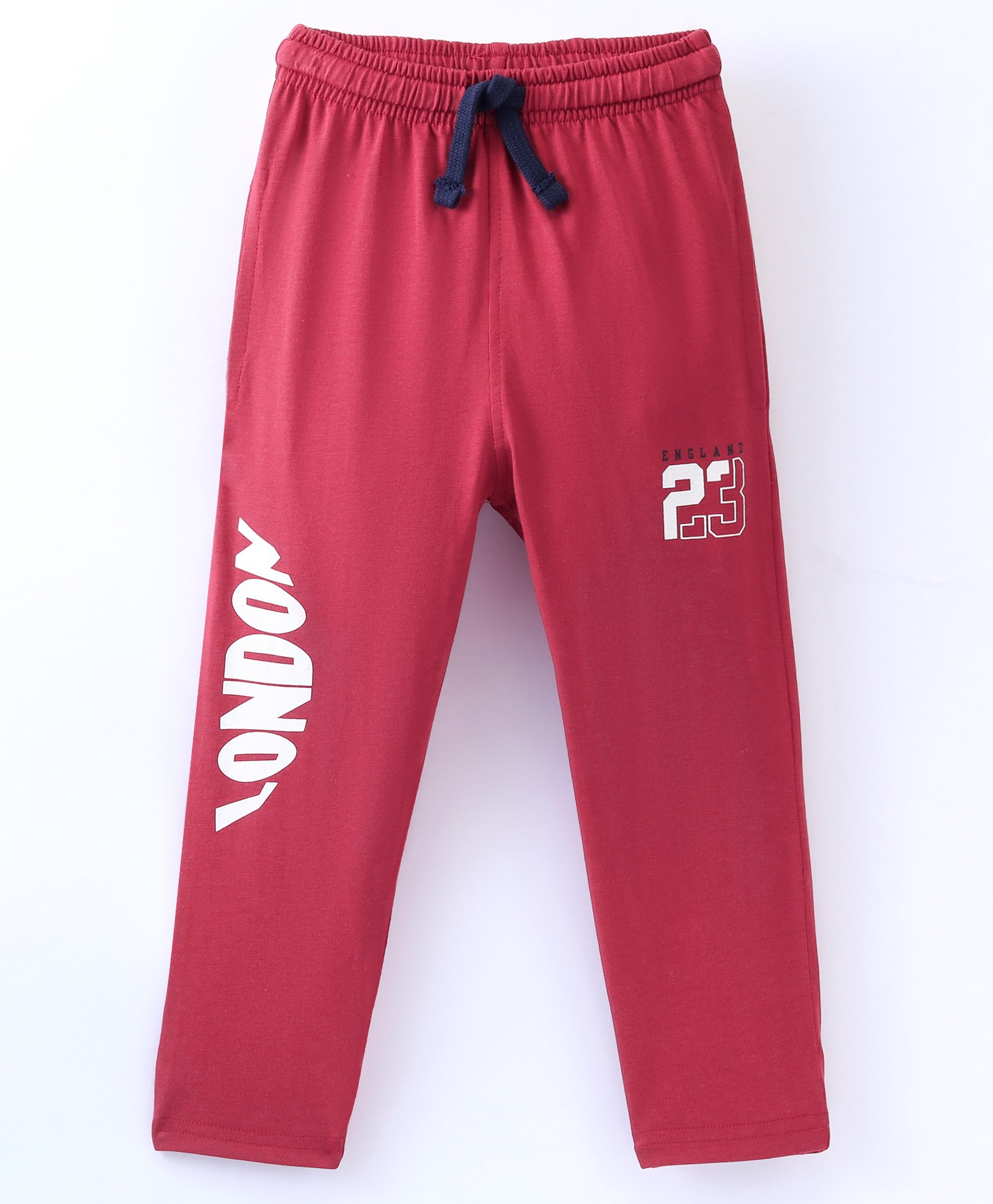 Doreme Single Jersey Full Length Lounge Pant Text Print- Red-picture-15