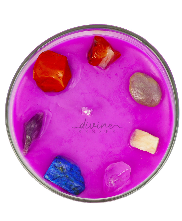 Divine senses Seven Chakras Layered Candle with healing quartz crystal - 500 g-picture-11