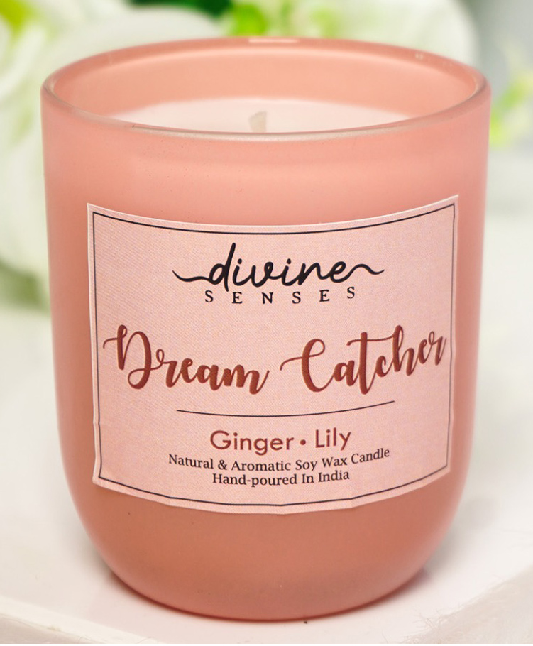 Divine Senses Ginger Lily Pink Scented Jar Candle Natural and Aromatic Soy Wax Candle for Home Decor-image-49